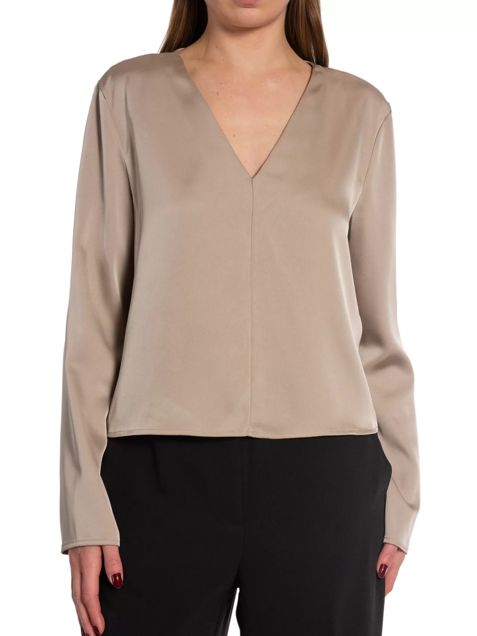 Calvin Klein Blus Light Weight Satin Medium Taupe^ Blusar