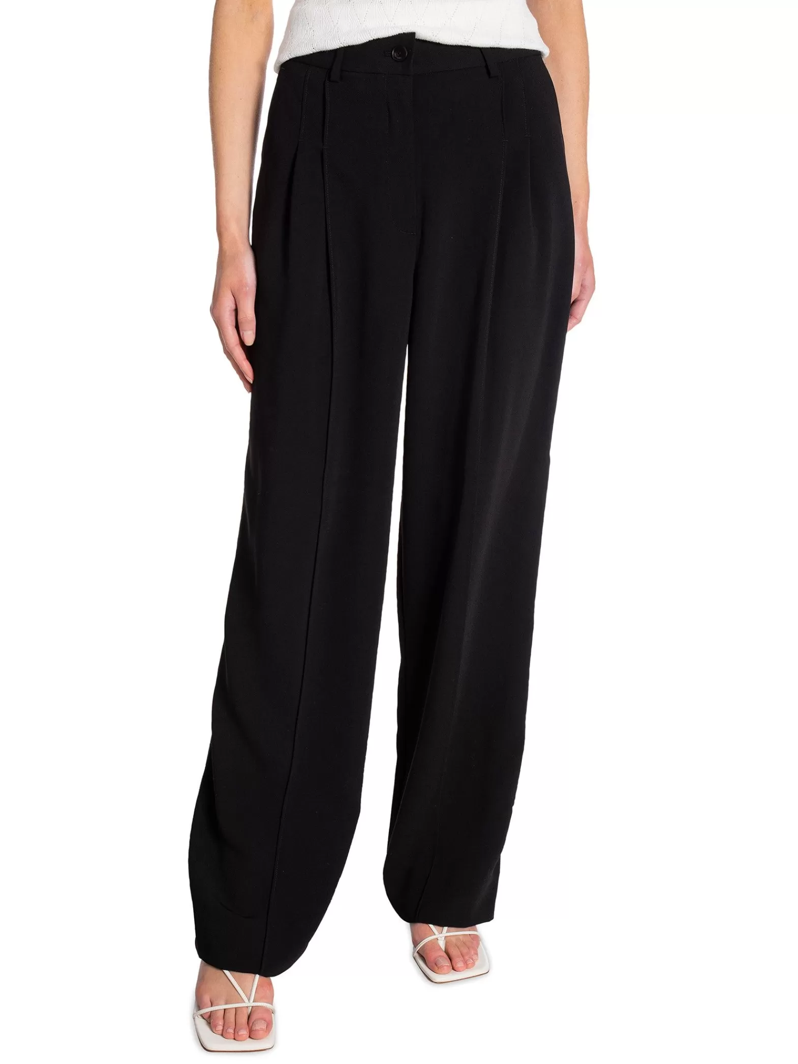 Calvin Klein Byxa Structure Twill Wide Leg Black^ Byxor