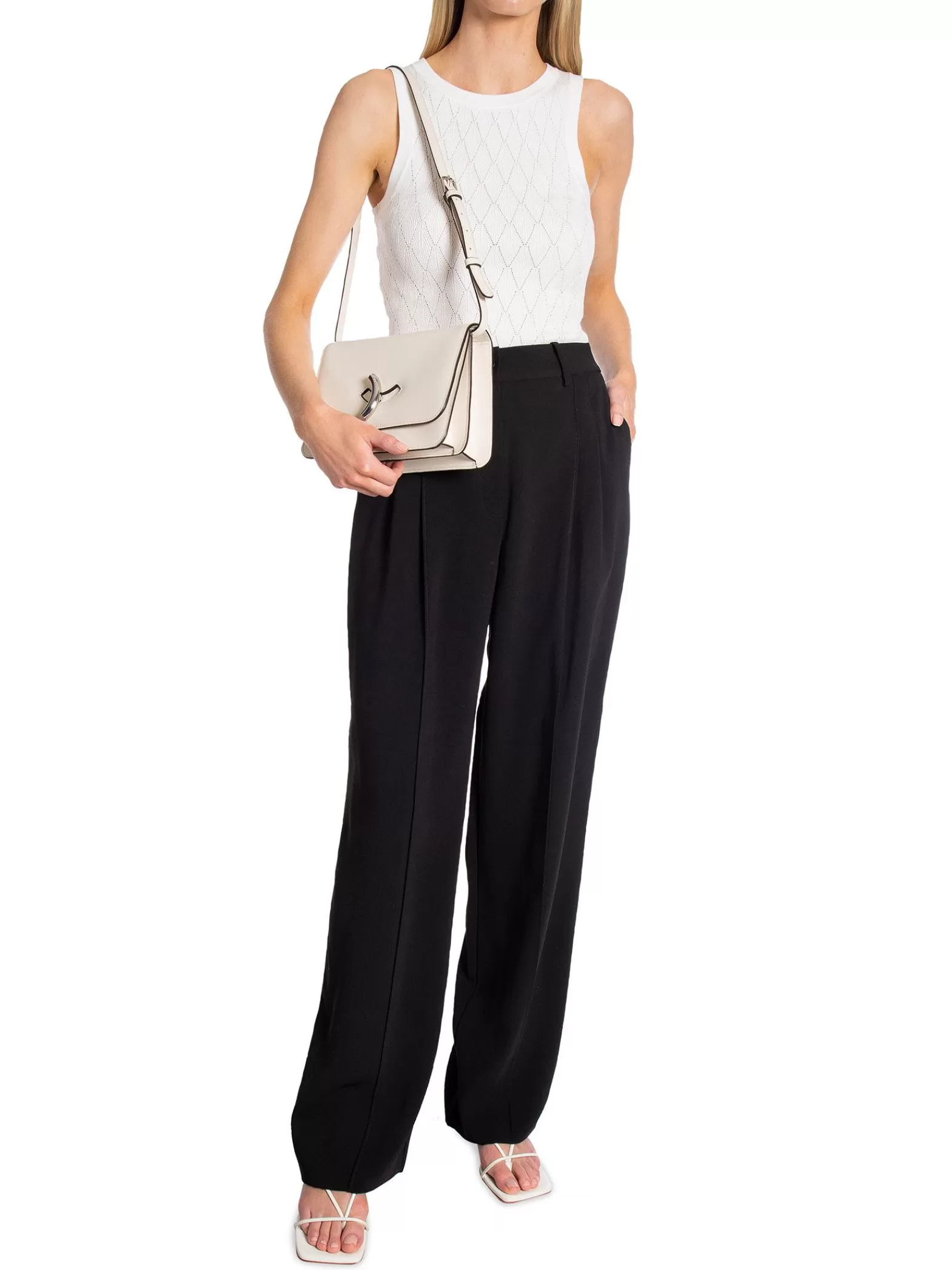 Calvin Klein Byxa Structure Twill Wide Leg Black^ Byxor