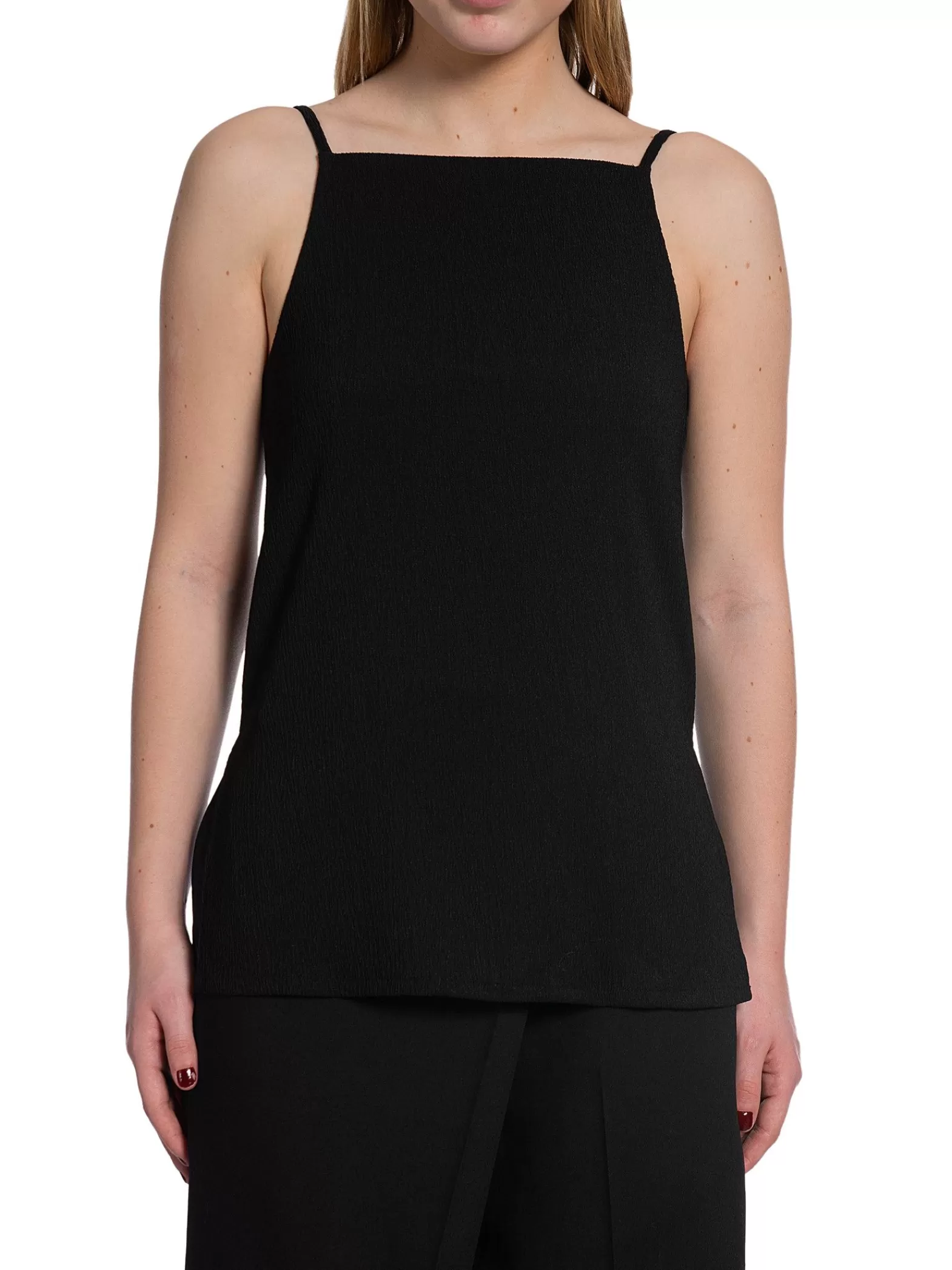 Calvin Klein Linne Crinkled Jersey Cami Black^ Linnen