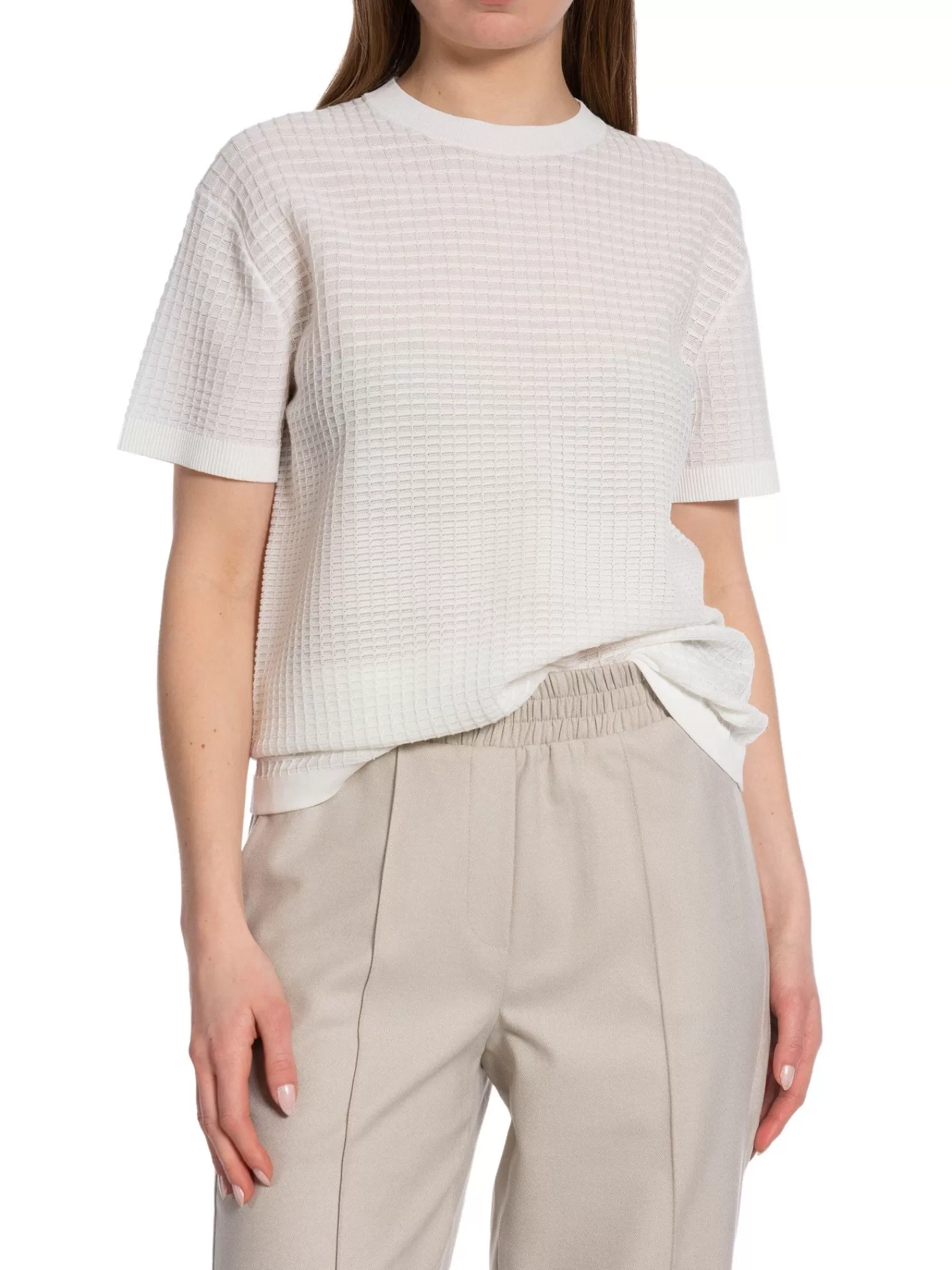 Calvin Klein Topp Geometric Knit Bright White^ Toppar