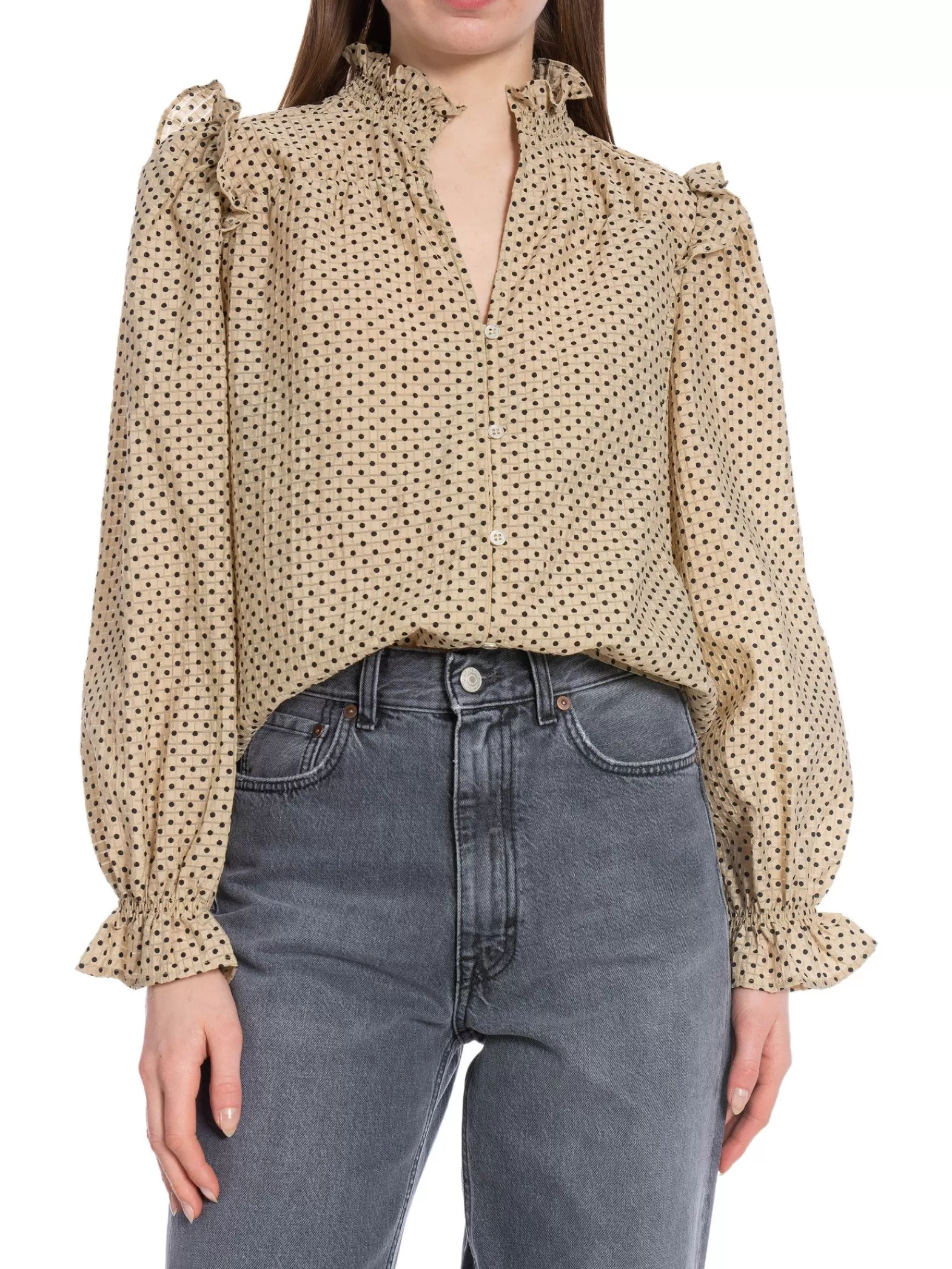 Co´couture Co'Couture Blus Chess Dot Khaki^ Blusar