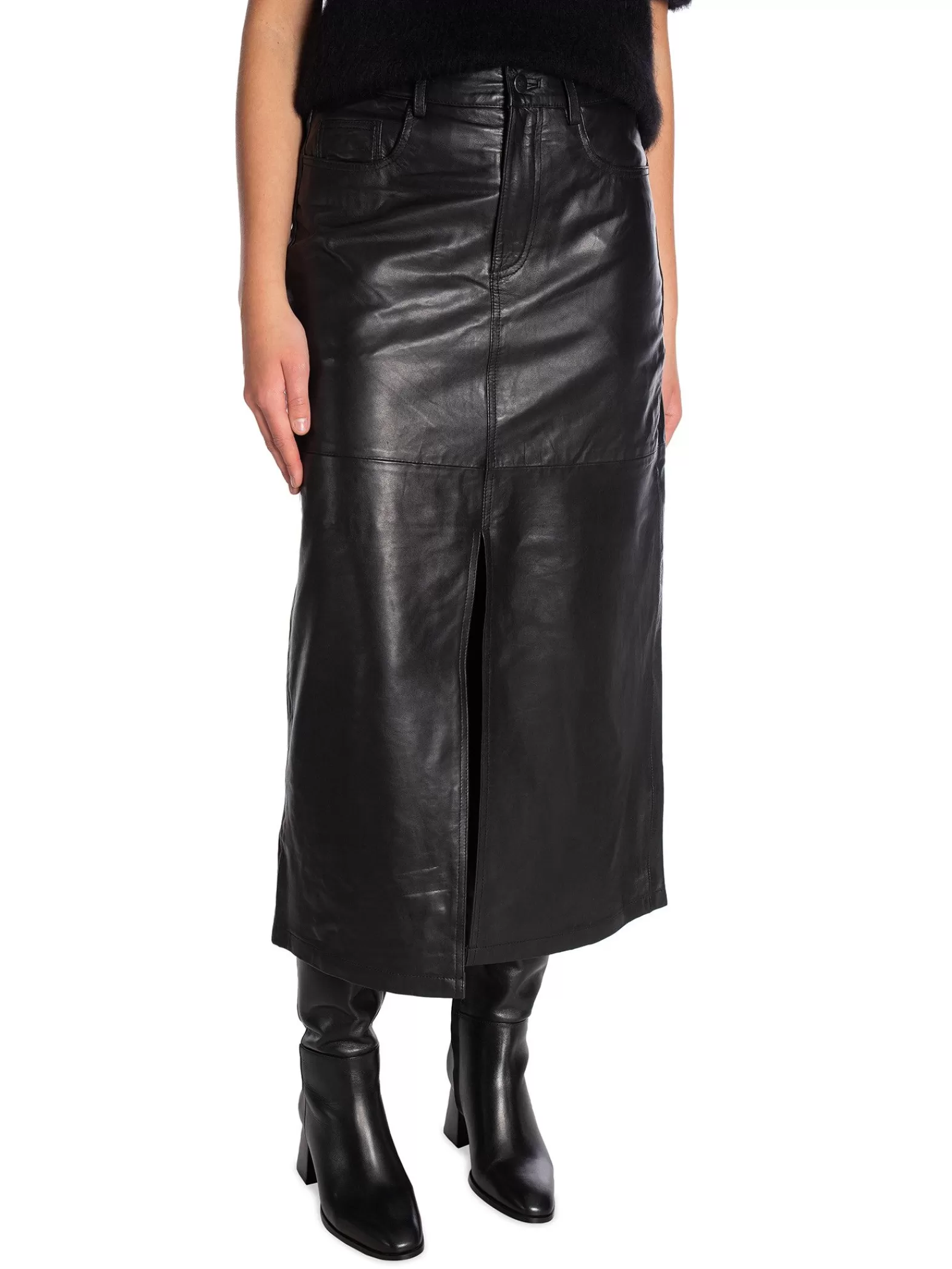 Co´couture Co'Couture Kjol Phoebe Leather Slit Black^ Kjolar