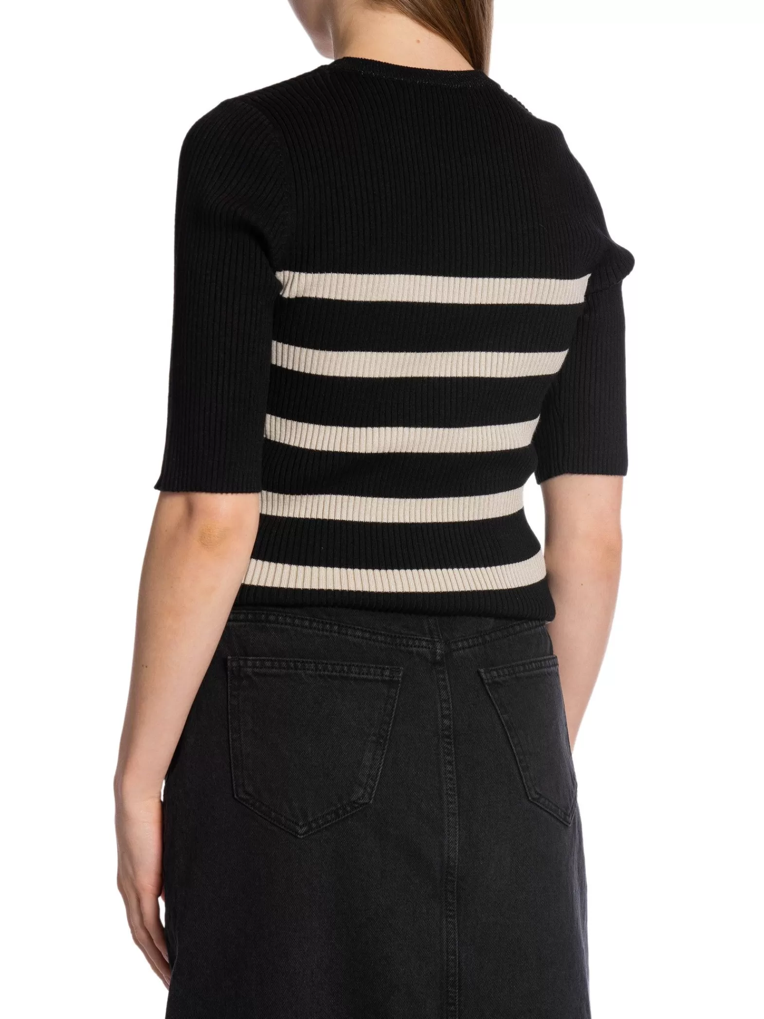 Co´couture Co'Couture Troja Badu Stripe Midi Sleeve Knit Black^ Tröjor & Koftor