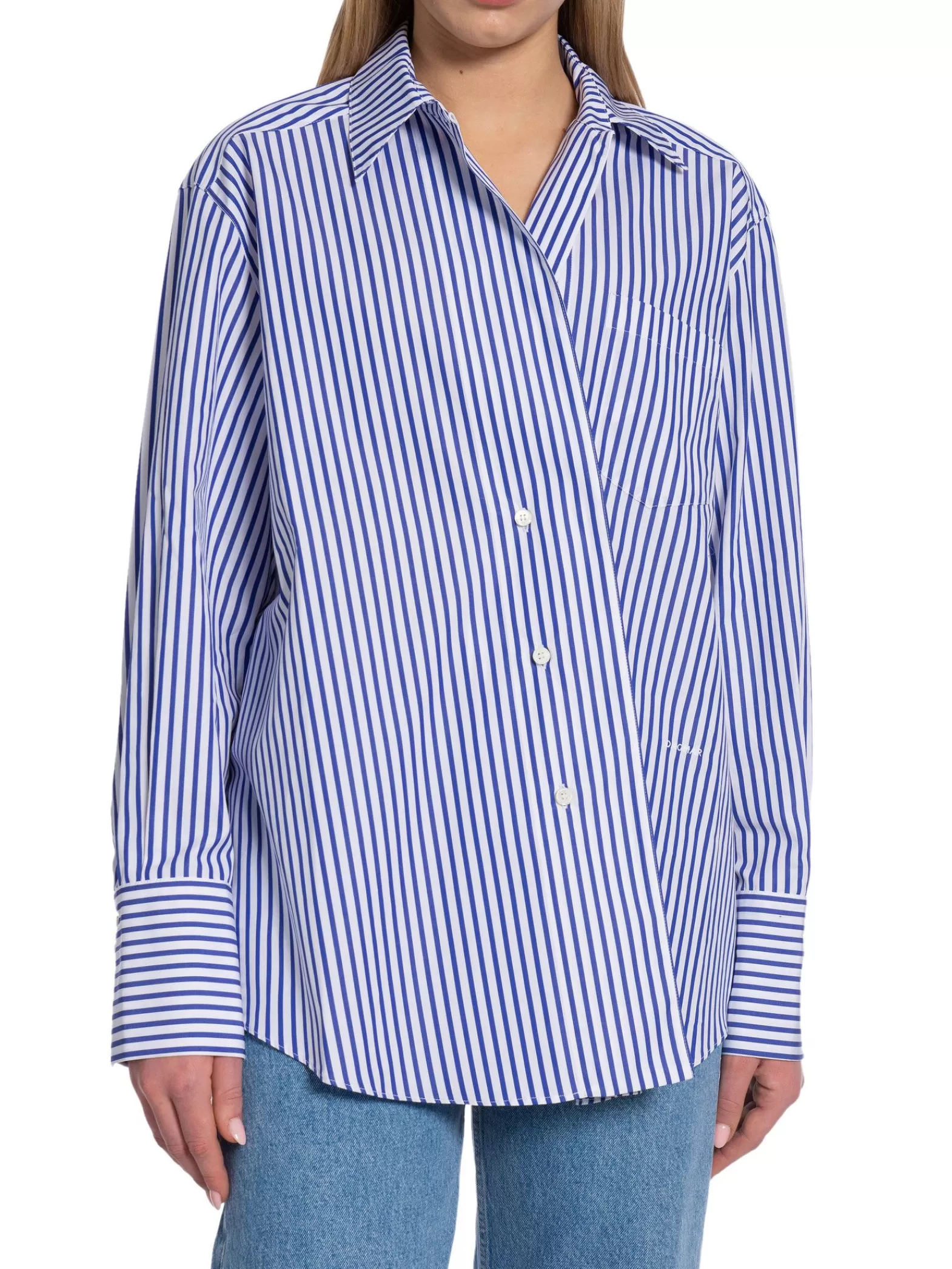 Dagmar Skjorta Asymmetric Shirt Deep Blue/White^ Skjortor