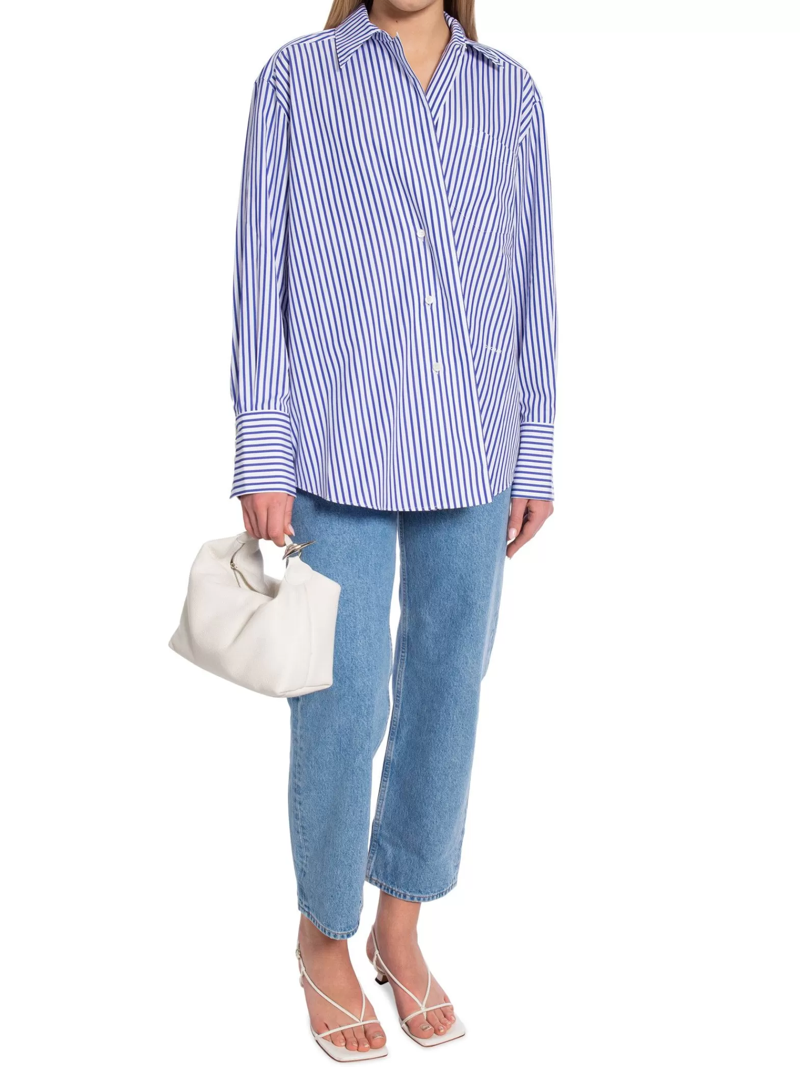 Dagmar Skjorta Asymmetric Shirt Deep Blue/White^ Skjortor