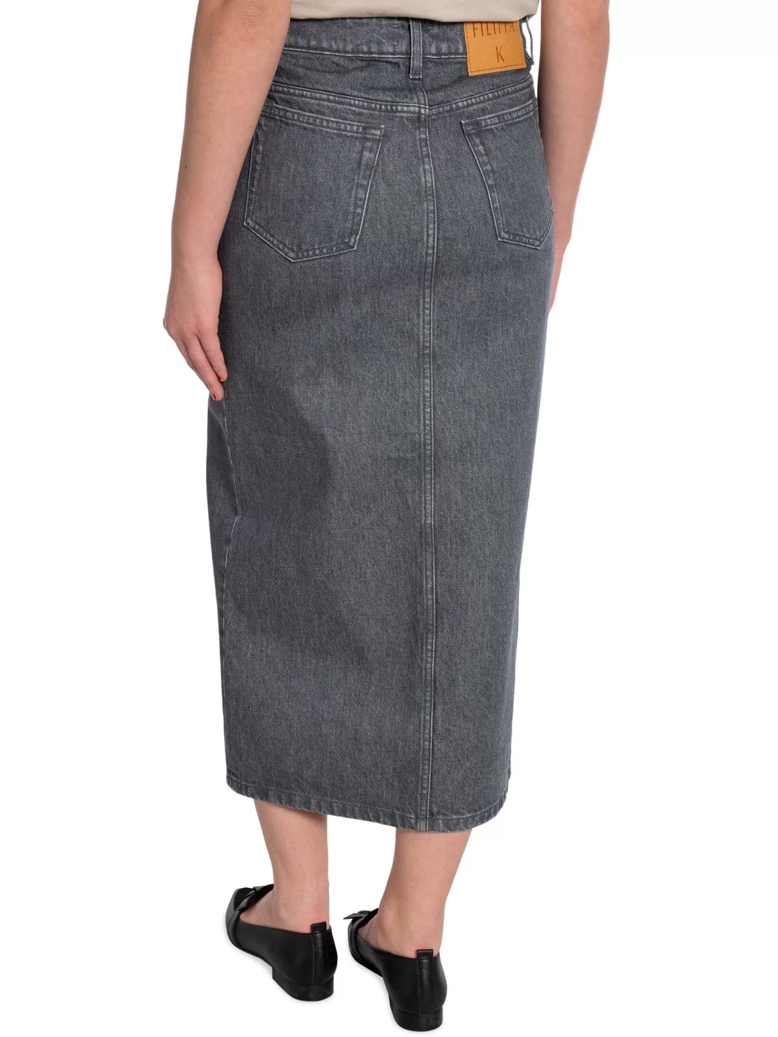 Filippa K Kjol Long Slit Denim Mid Grey^ Kjolar