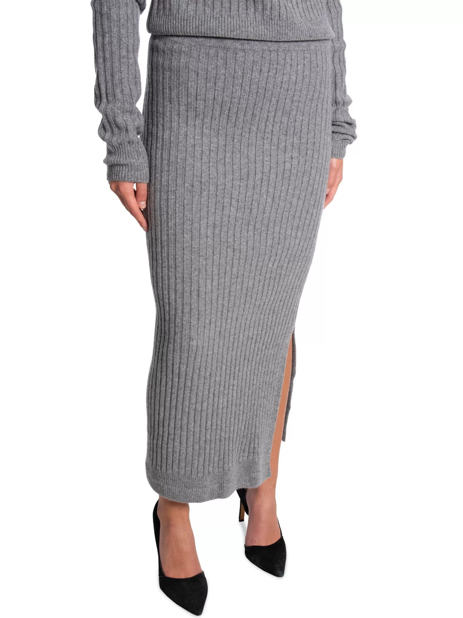 Filippa K Kjol Rib Knit Mid Grey^ Kjolar