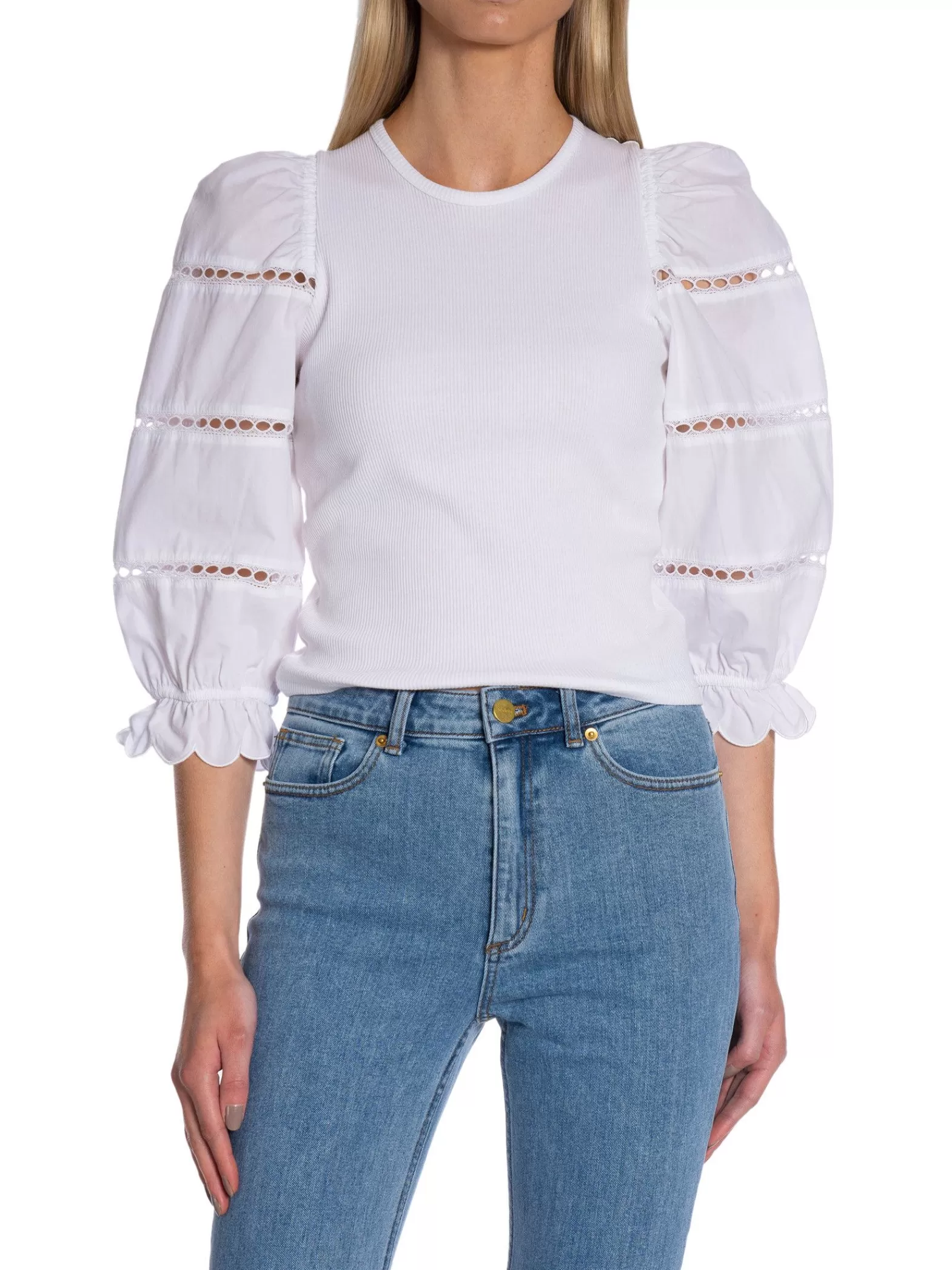 Filippa K Topp Puff Sleeve Rib White^ Toppar