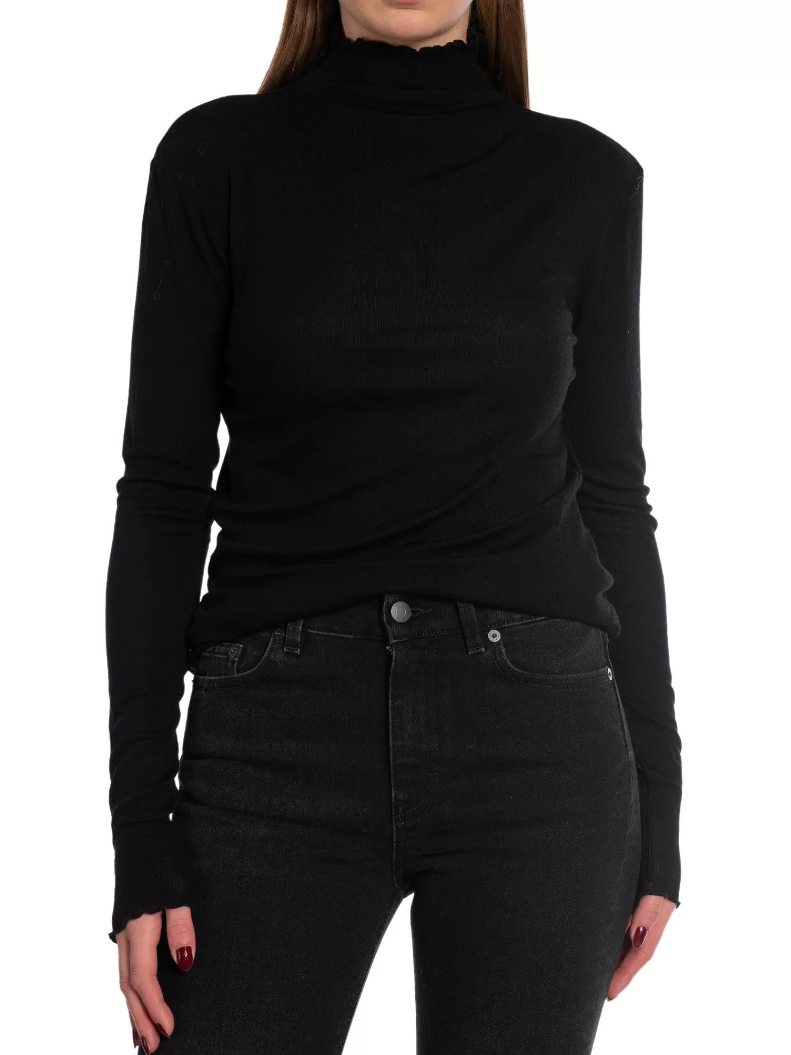 Filippa K Topp Sheer Wool Mock Black^ Tröjor & Koftor