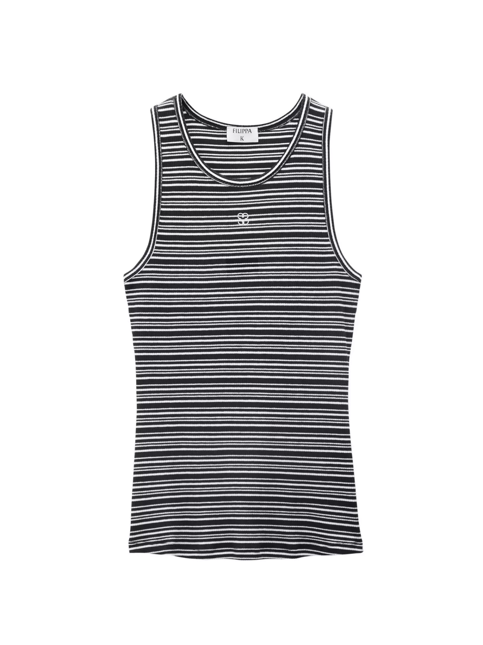 Filippa K Topp Striped Fine Rib Tank Black^ Linnen