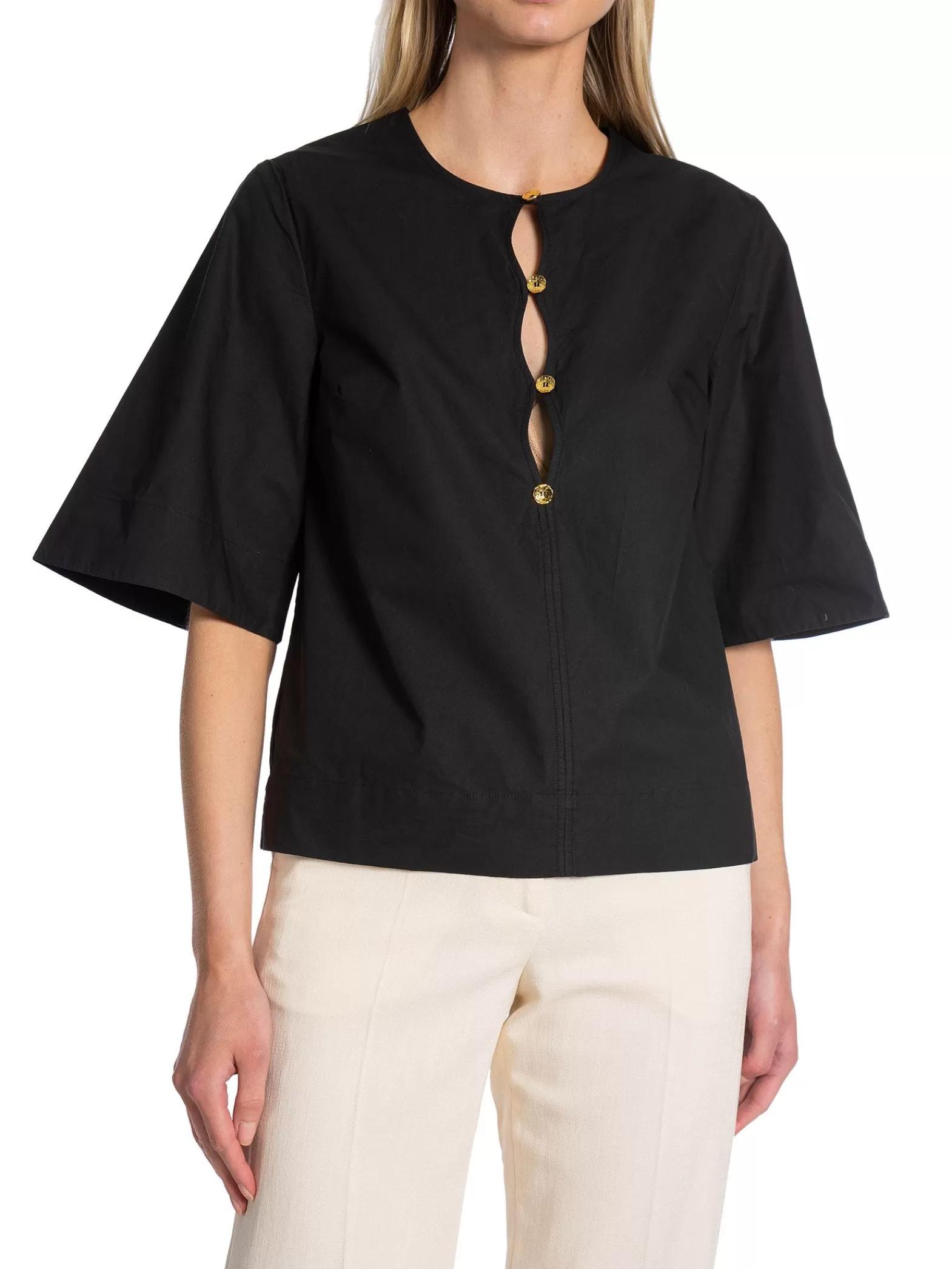 Ganni Blus Poplin Black^ Blusar