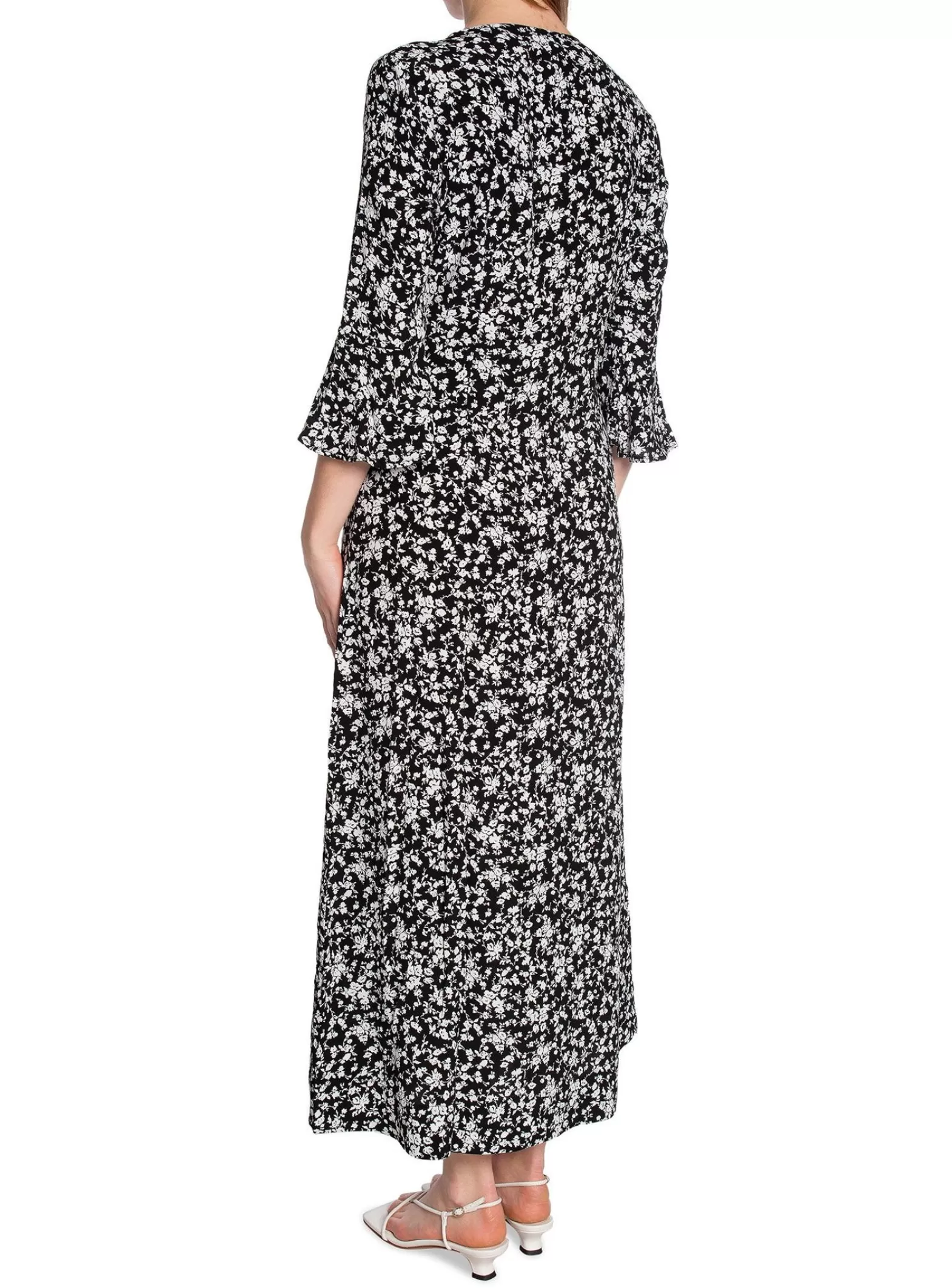 Ganni Klanning Printed Crepe U-Neck Black^ Klänningar