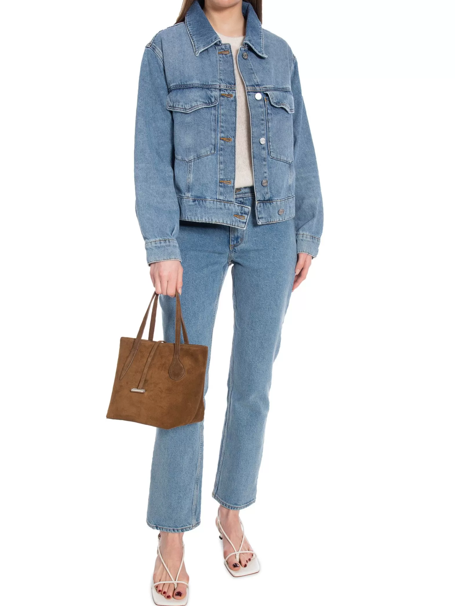 GANT Jacka Cropped Denim Mid Blue Broken In^ Jackor & Kappor