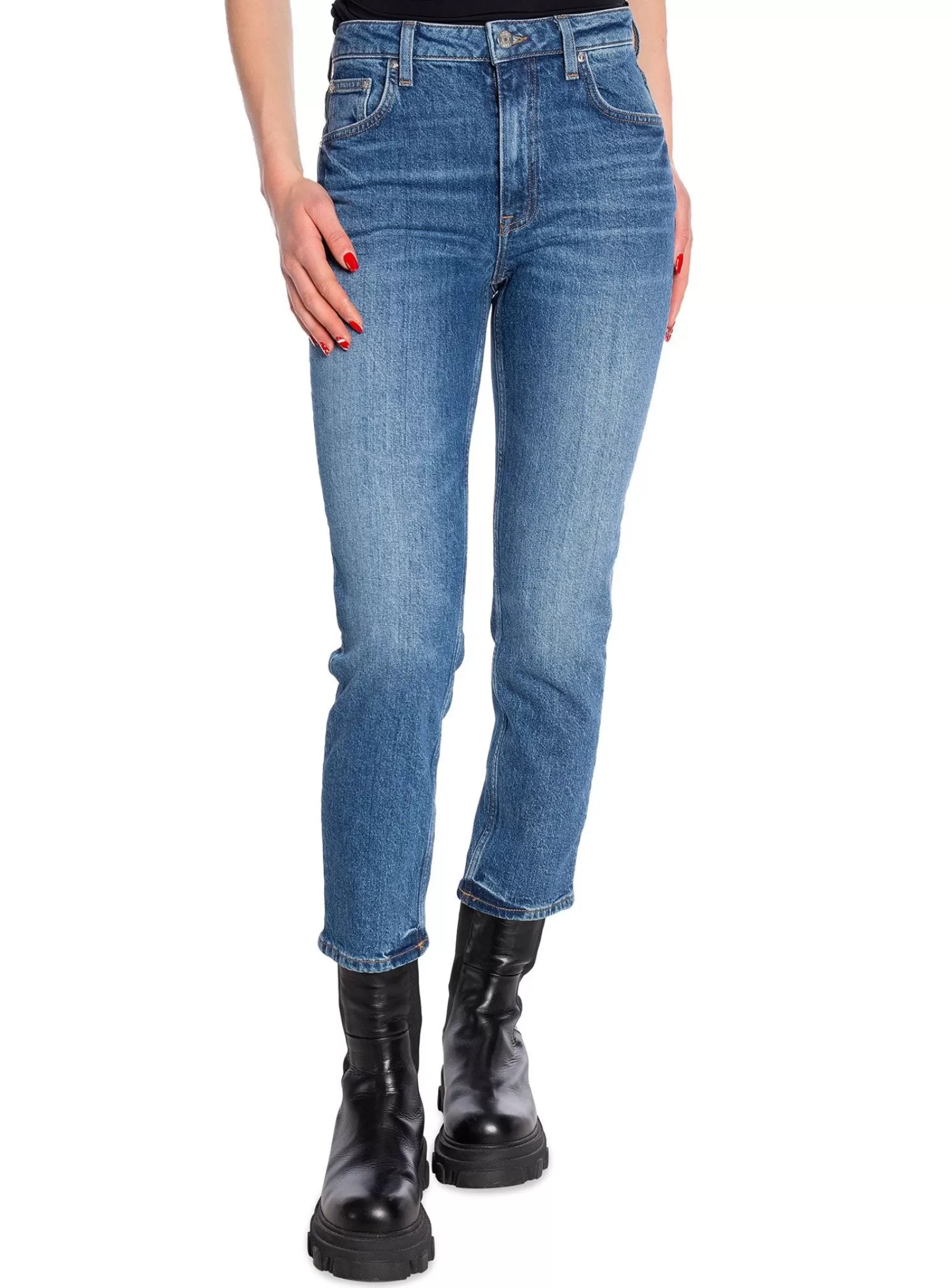 GANT Jeans Hw Straight Cropped Mid Blue Broken In^ Jeans