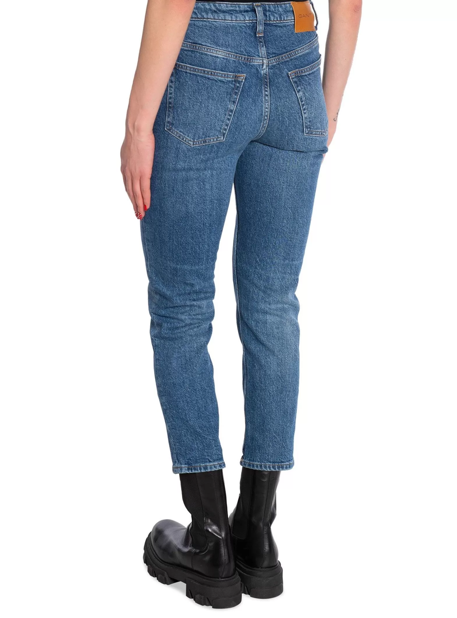 GANT Jeans Hw Straight Cropped Mid Blue Broken In^ Jeans