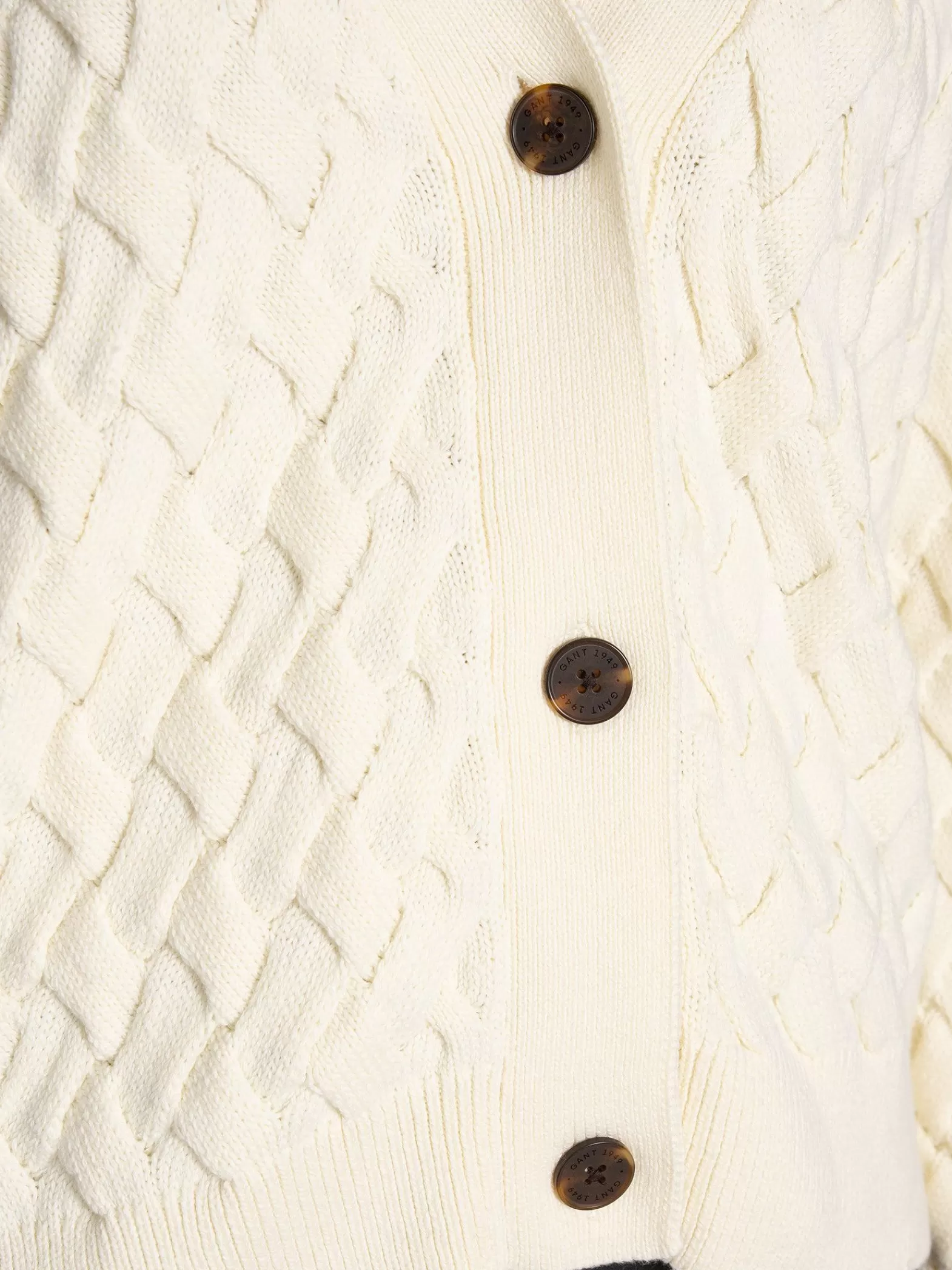 GANT Kofta Textured Cotton Cream^ Tröjor & Koftor