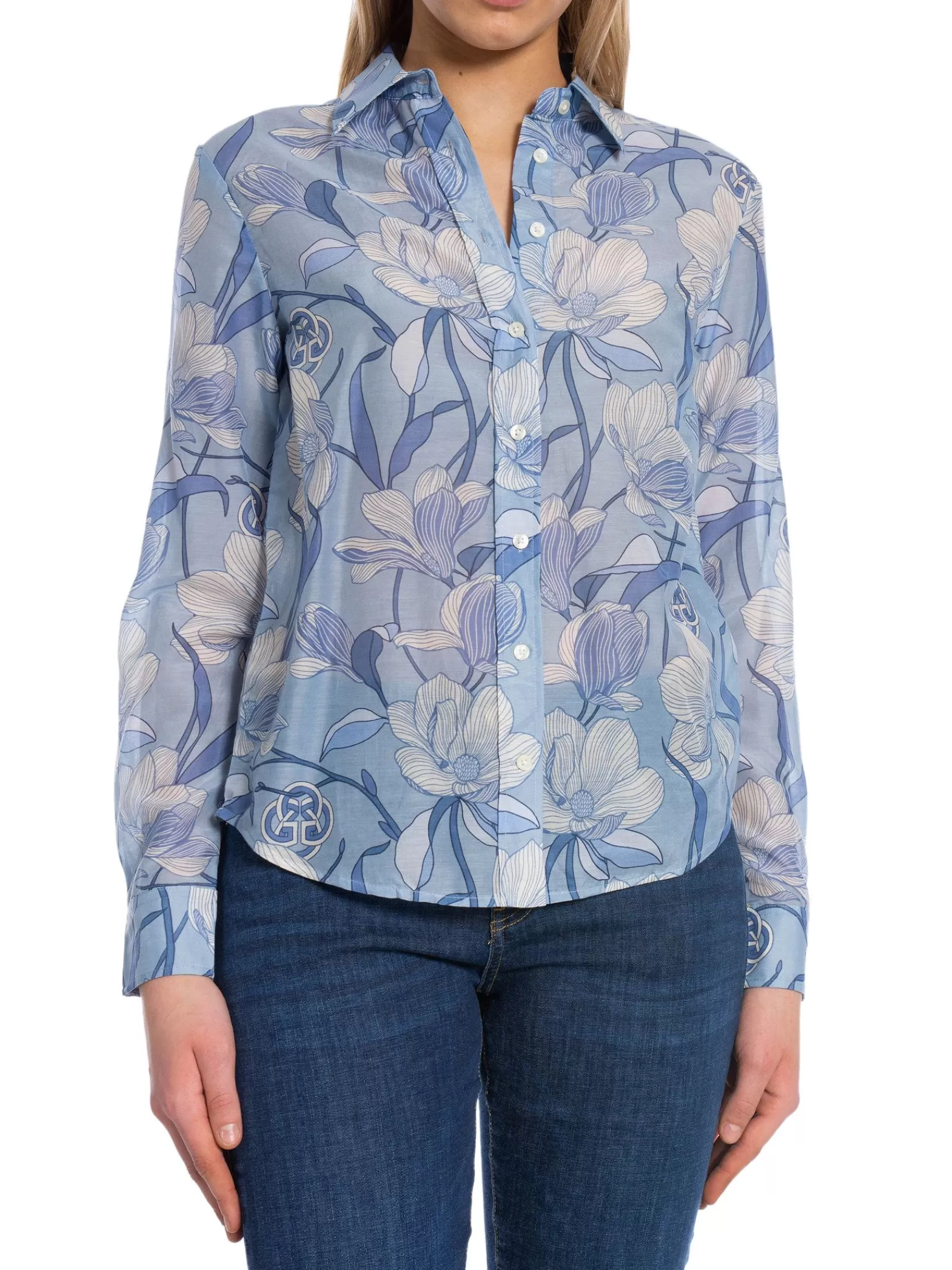 GANT Skjorta Magnolia Print Cot Silk Dove Blue^ Skjortor