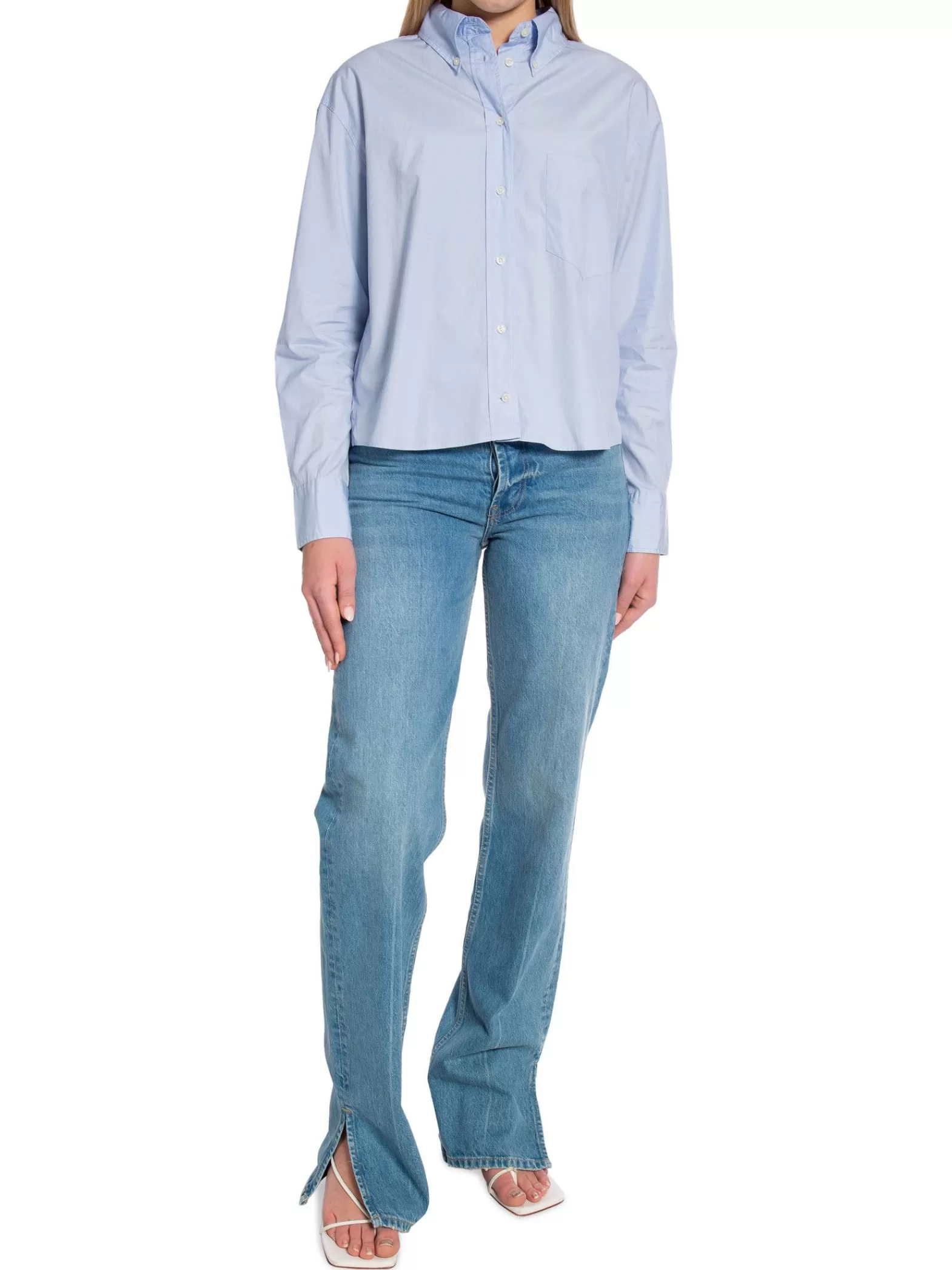 GANT Skjorta Rel Cropped Light Blue^ Skjortor