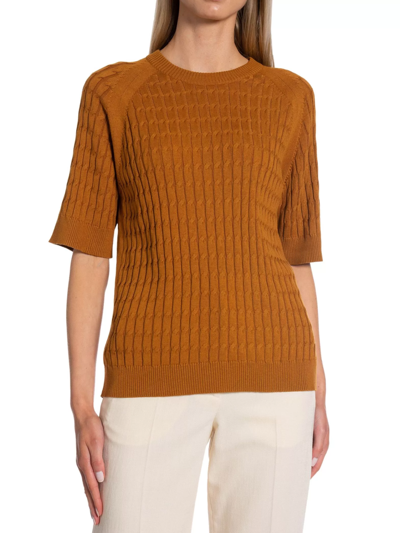 GANT Troja Cable Ss C-Neck Cinnamon Brown^ Tröjor & Koftor