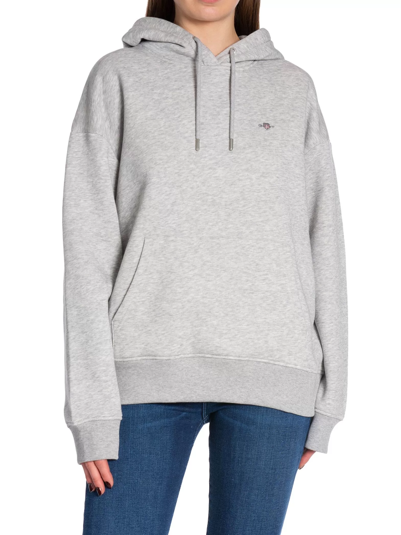 GANT Troja Hoodie Rel Shield Light Grey Melange^ Tröjor & Koftor