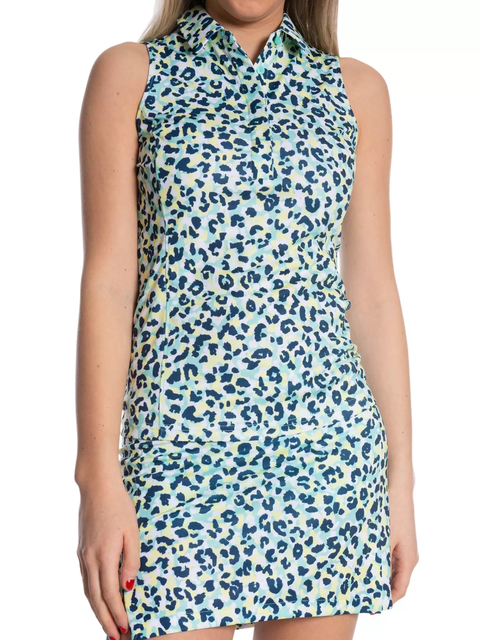 J.Lindeberg Linne Dena Print Sleeveless Leopard Aruba Blue^ Sport & Träning