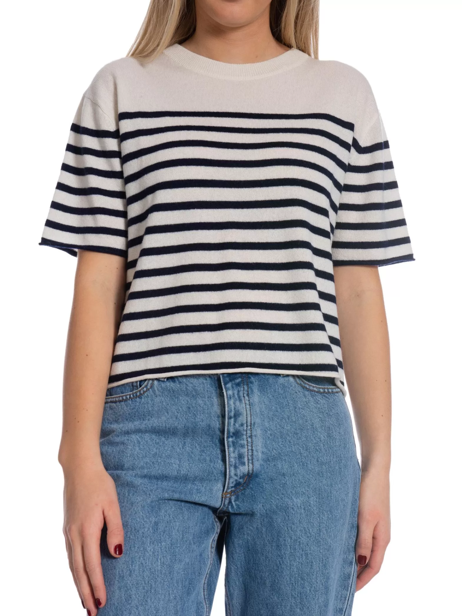 Lisa Yang Topp Cila Stripes Cream/Navy^ Toppar