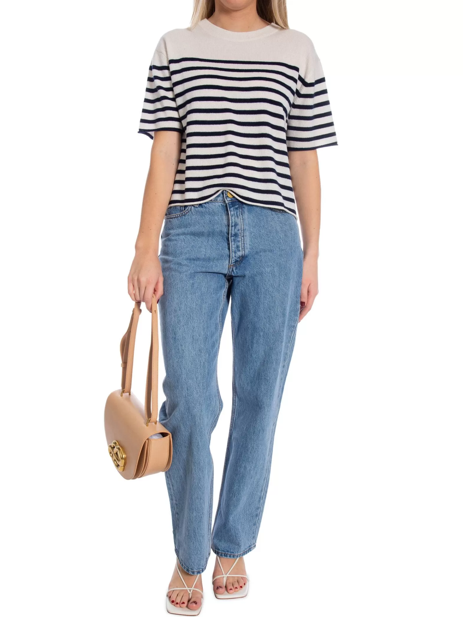 Lisa Yang Topp Cila Stripes Cream/Navy^ Toppar