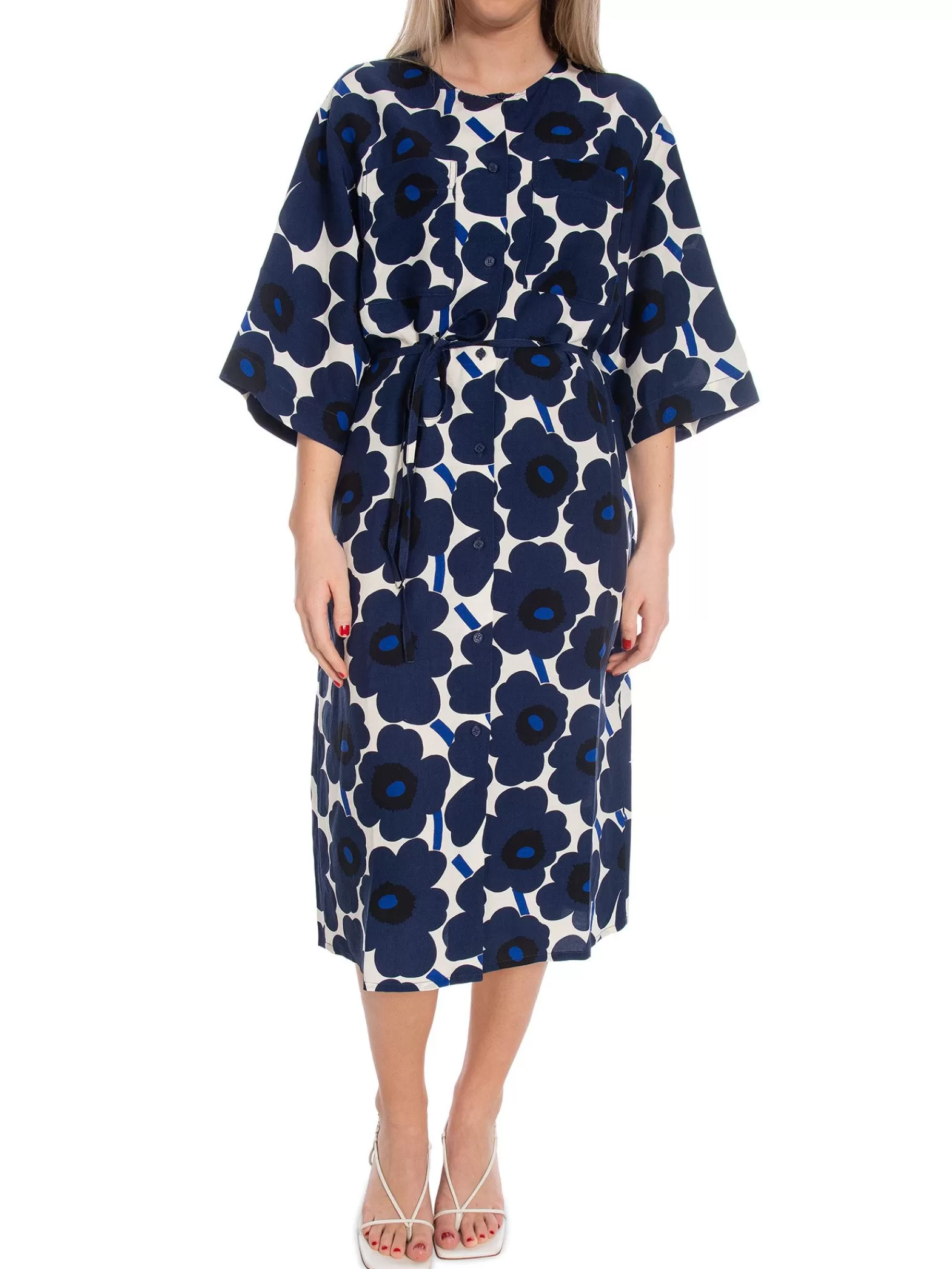 Marimekko Klanning Markkinat Unikko Dark Blue/ Off White^ Klänningar