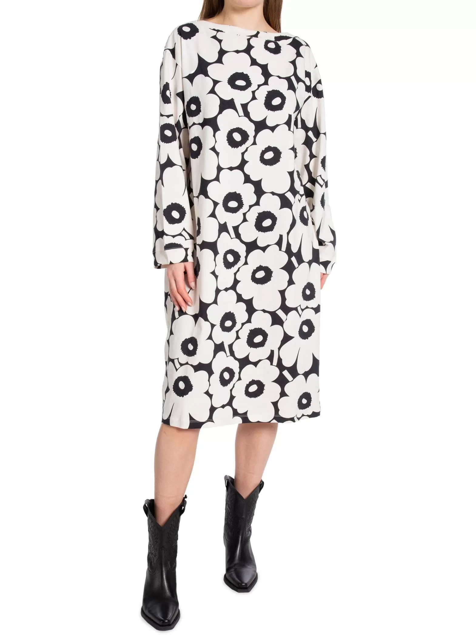 Marimekko Klanning Piata Unikko Jersey Off White/Black^ Klänningar