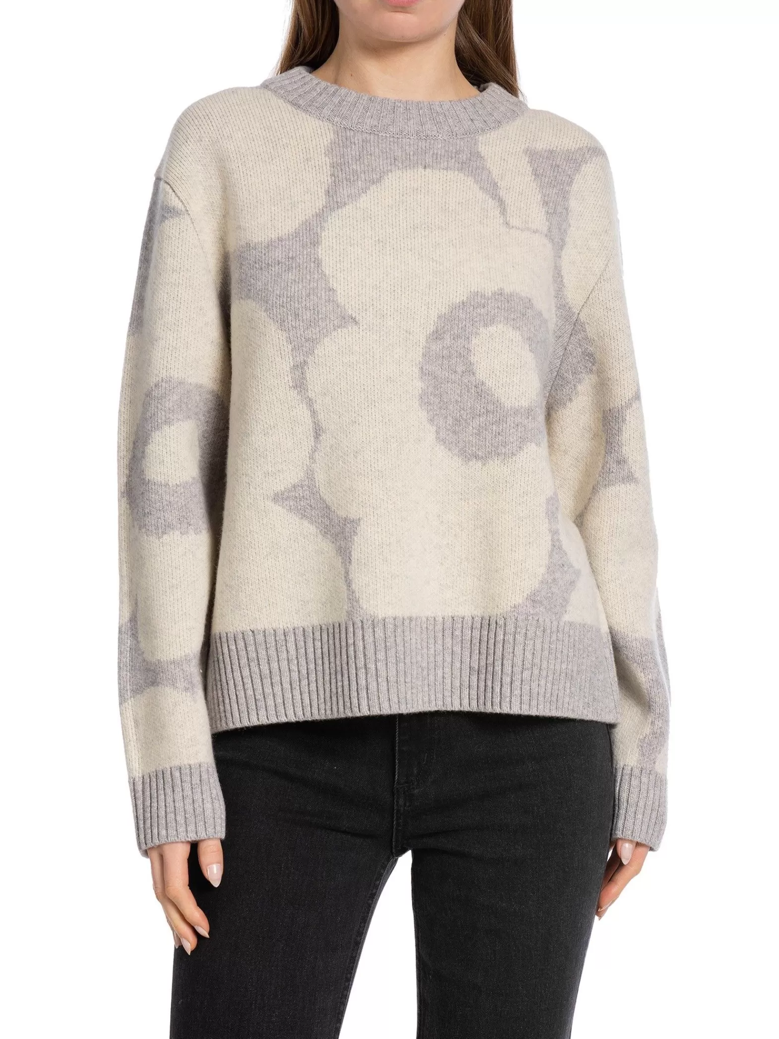 Marimekko Troja Virtaus Unikko Pullover Light Grey/Off White^ Tröjor & Koftor