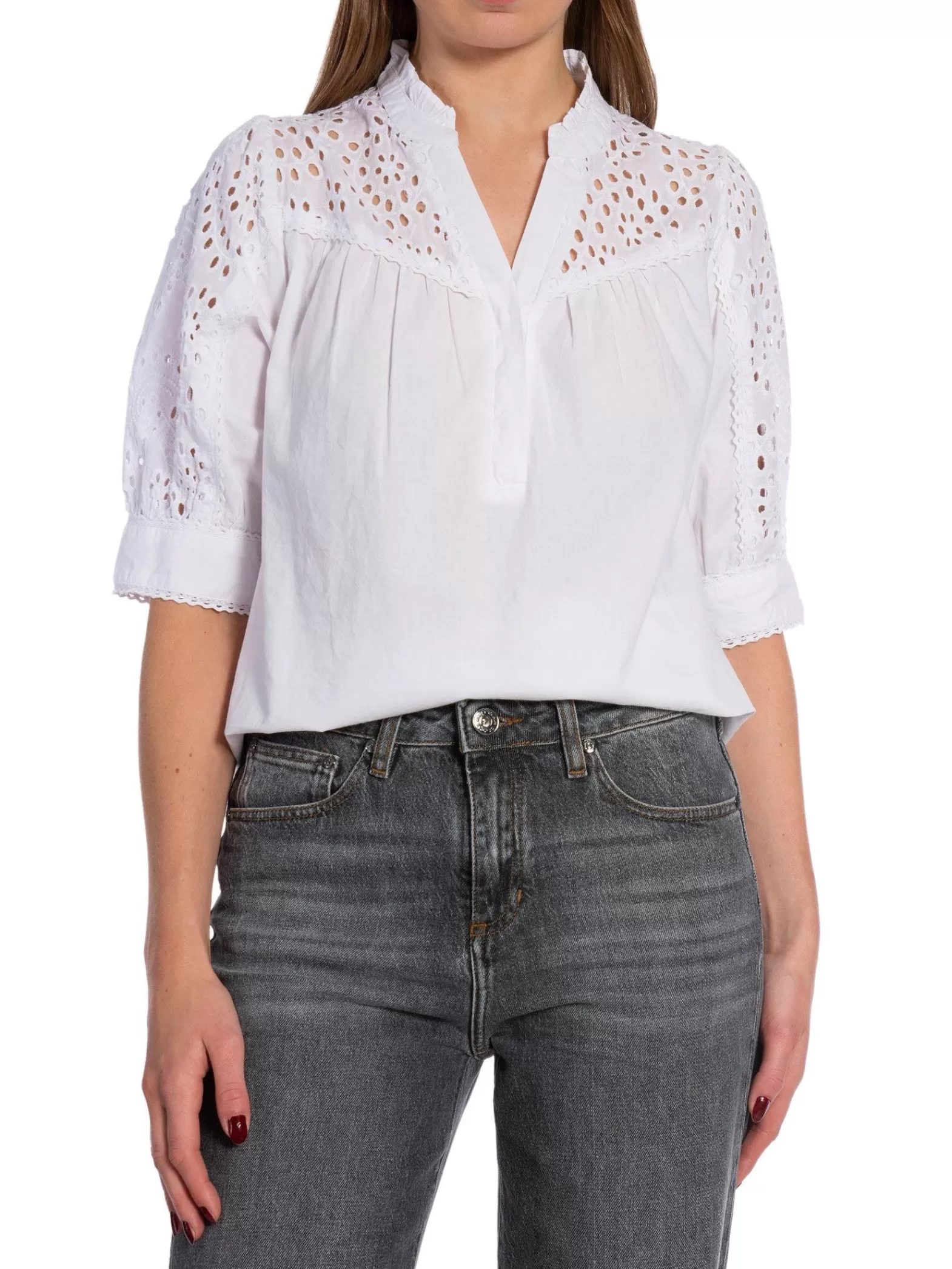 Neo Noir Blus Kita Embroidery White^ Blusar