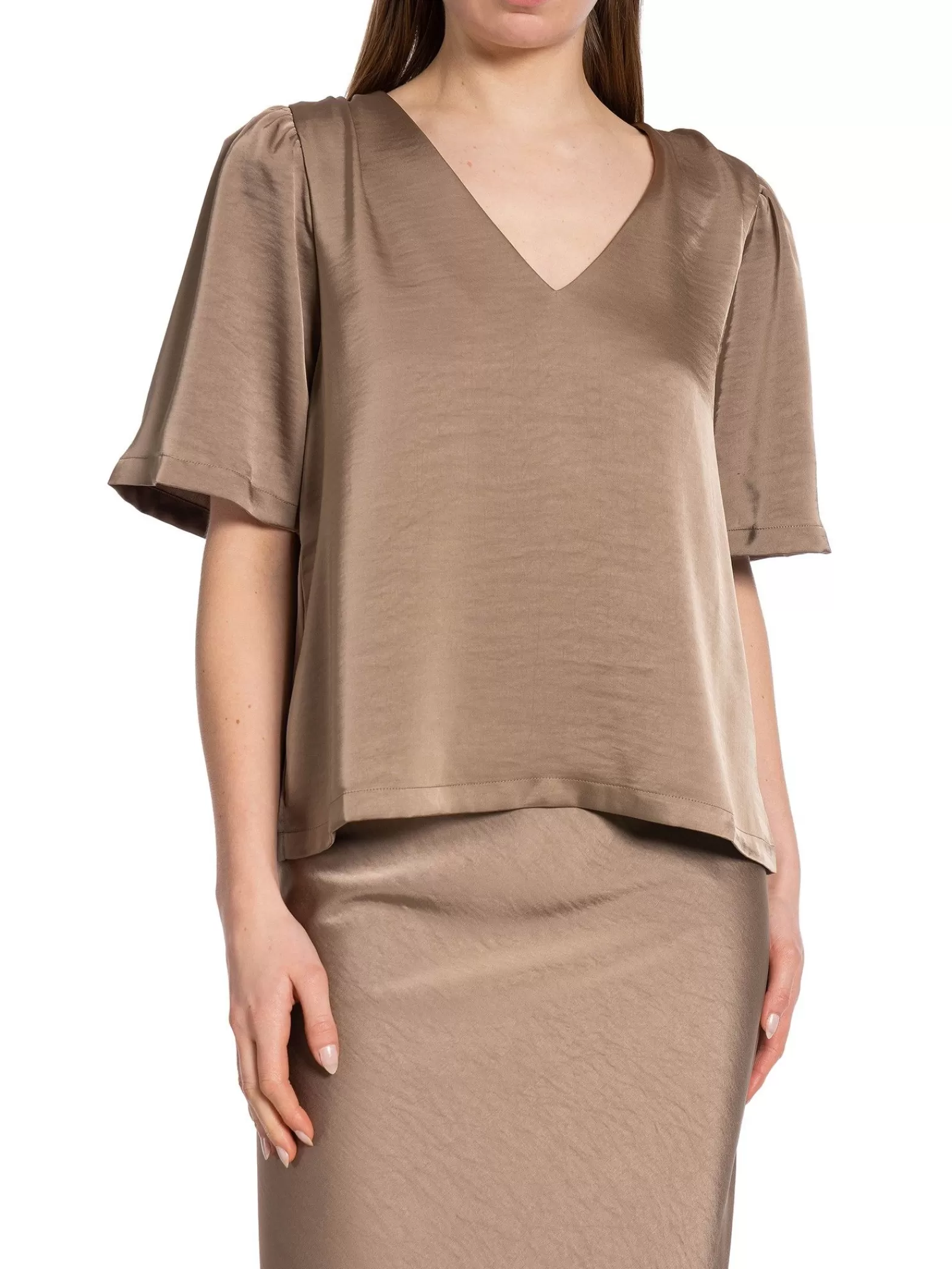 Neo Noir Blus Largo Heavy Sateen Dark Taupe^ Blusar