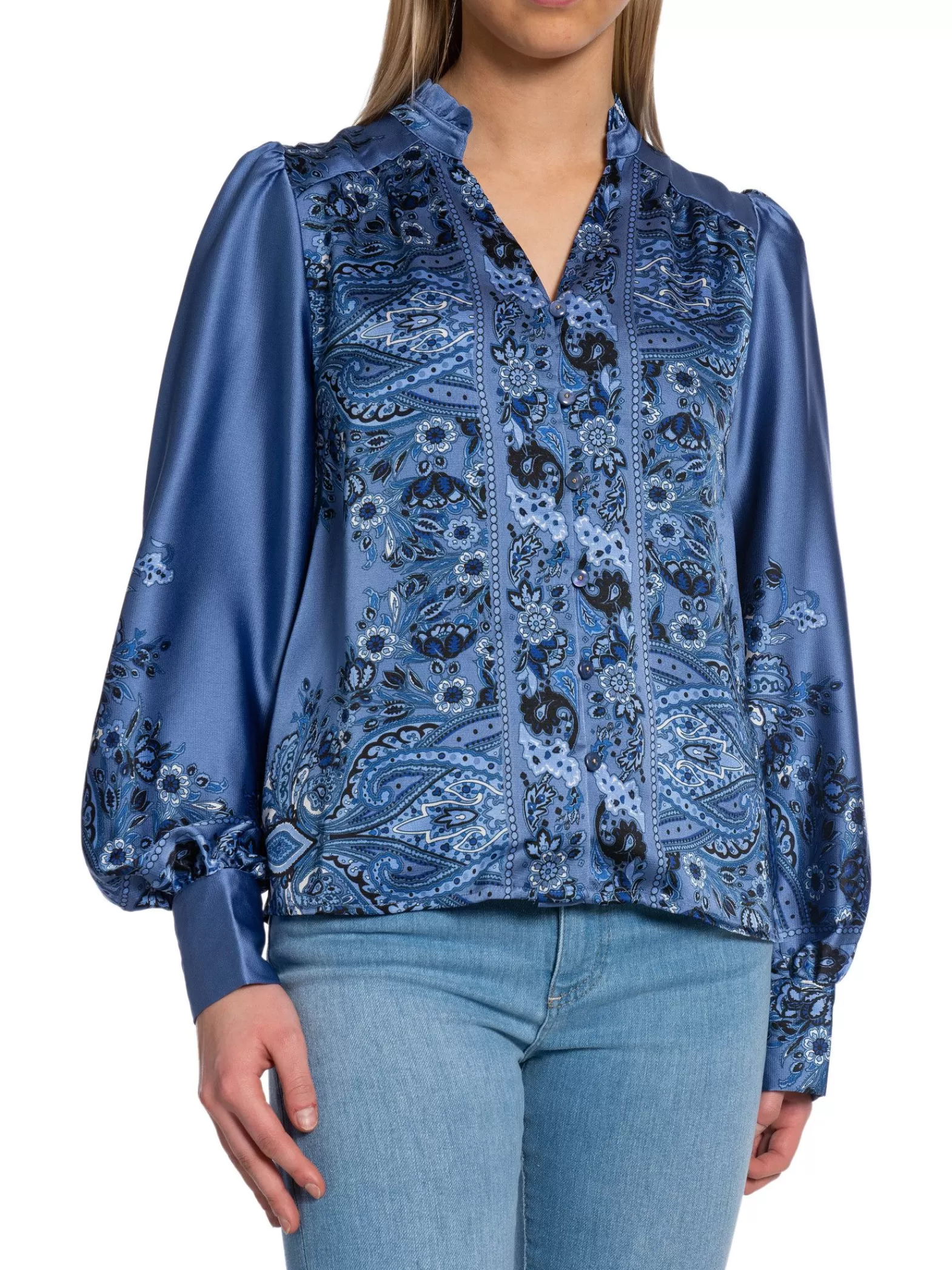 Neo Noir Blus Massima Paisley Border Dusty Blue^ Blusar