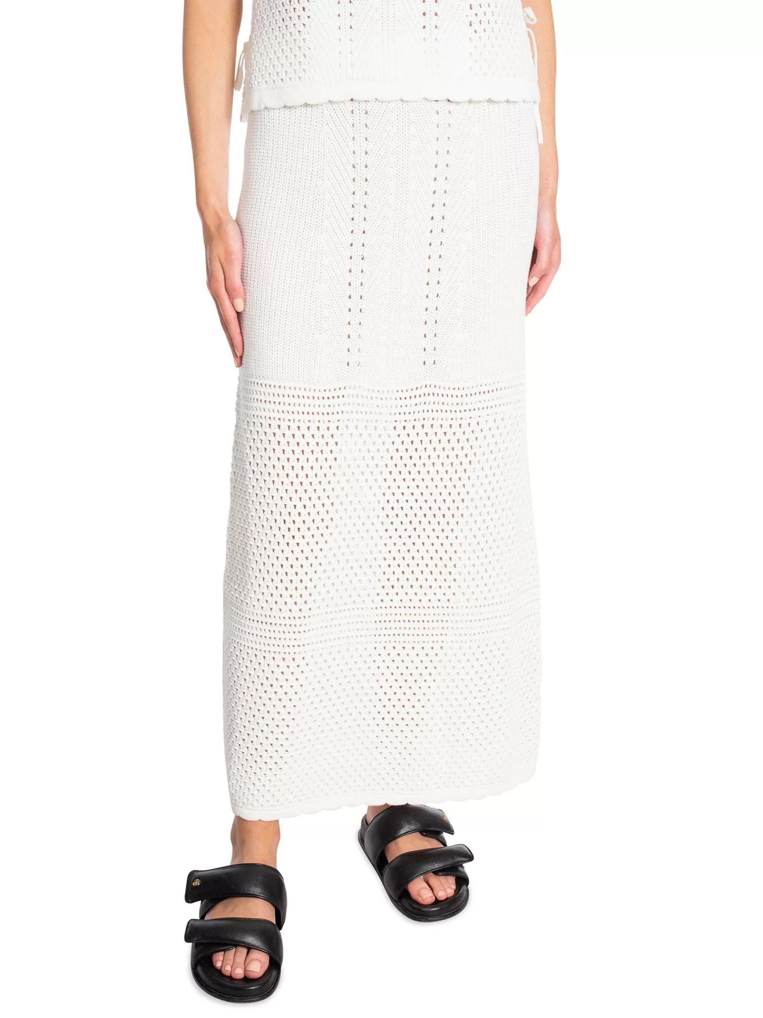 Neo Noir Kjol Como Crochet Knit Off White^ Kjolar