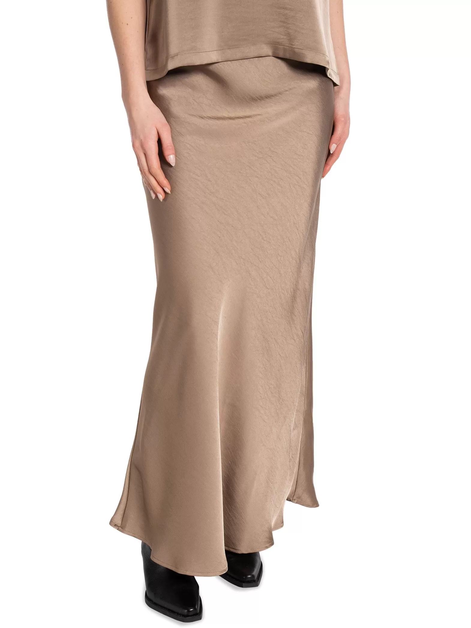 Neo Noir Kjol Vicky Heavy Sateen Dark Taupe^ Kjolar