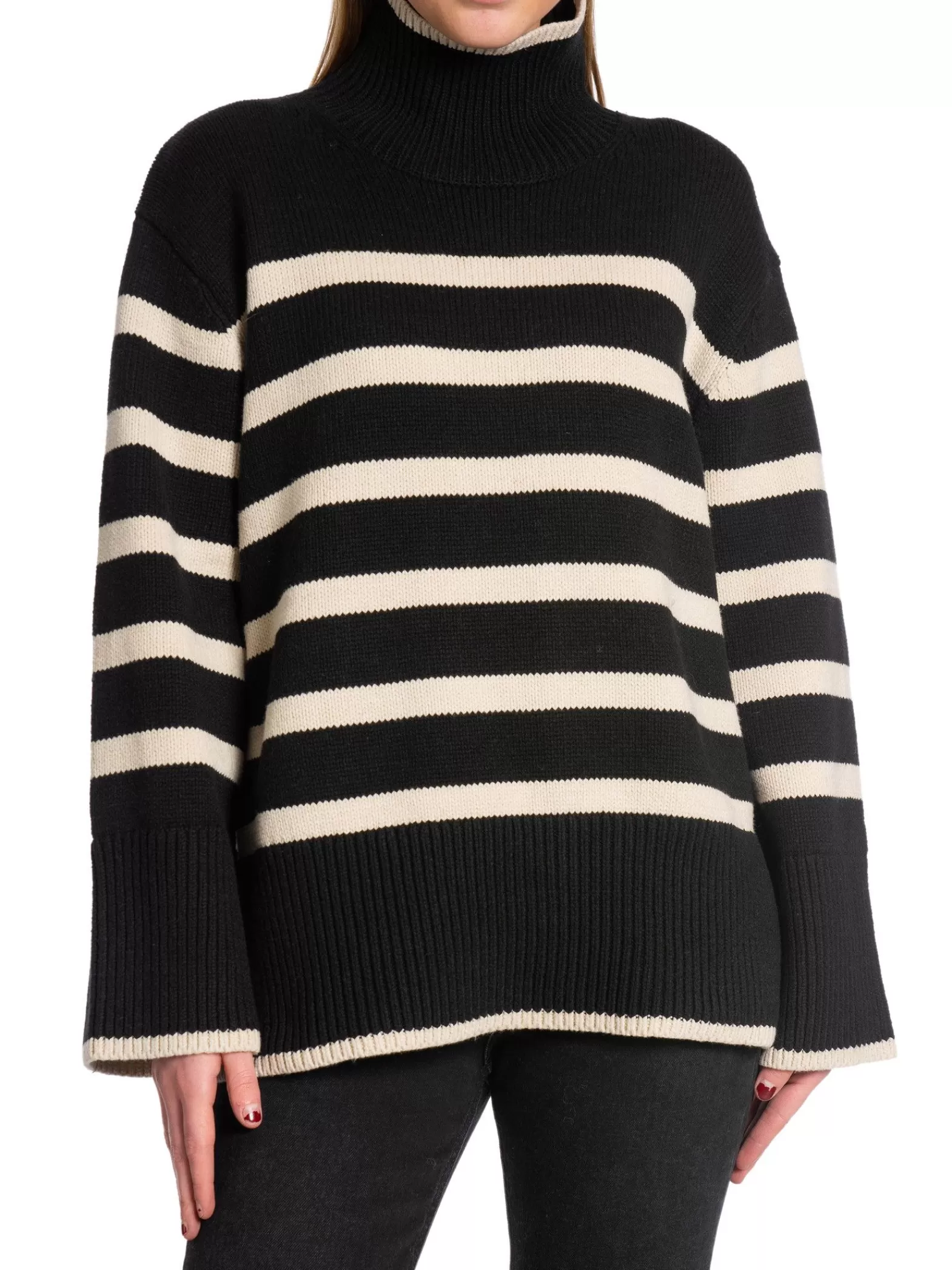 Neo Noir Troja Fanning Stripe Knit Gz Black^ Tröjor & Koftor