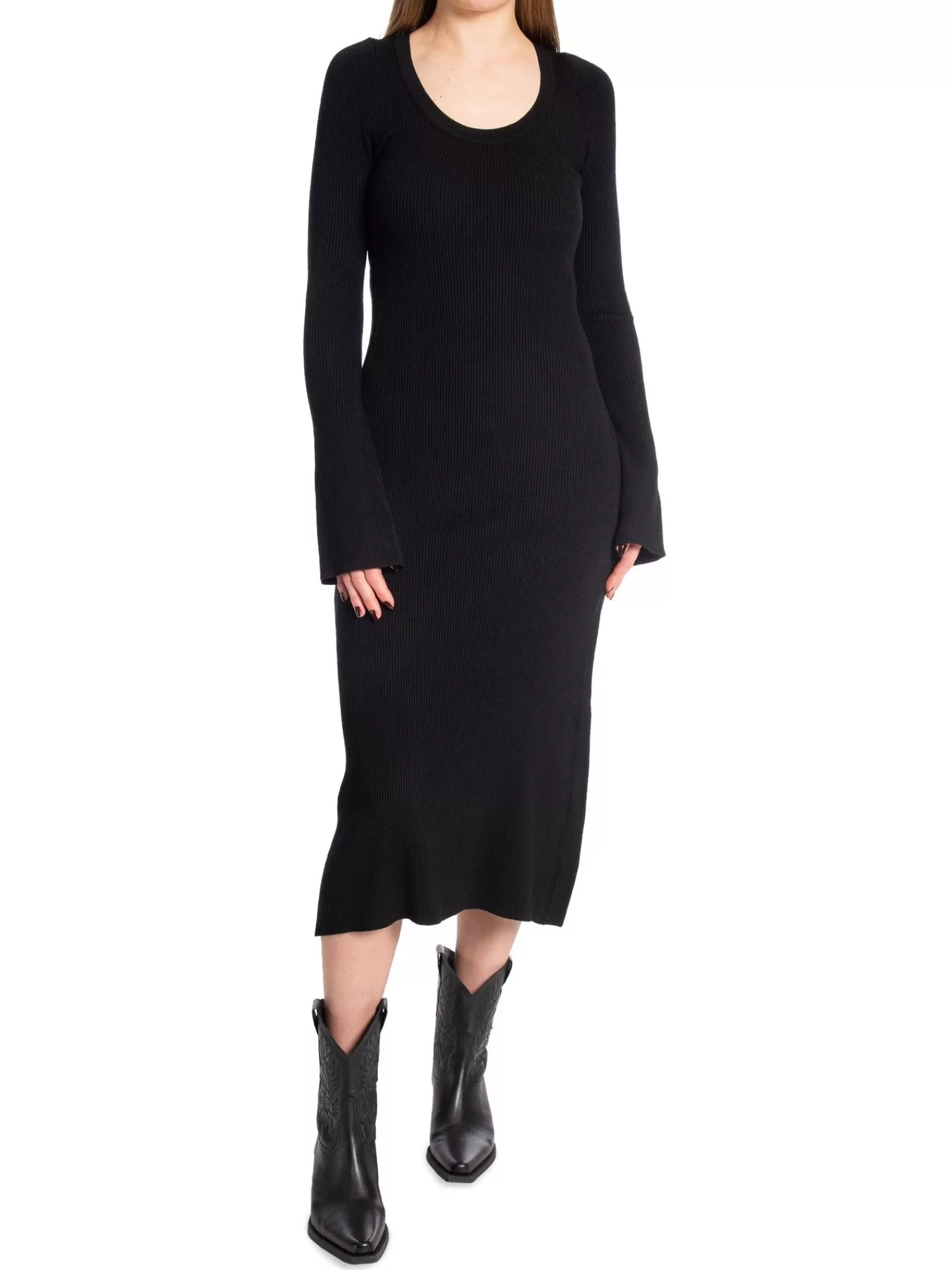 NORR Klanning Sherry Flared Knit Black^ Klänningar