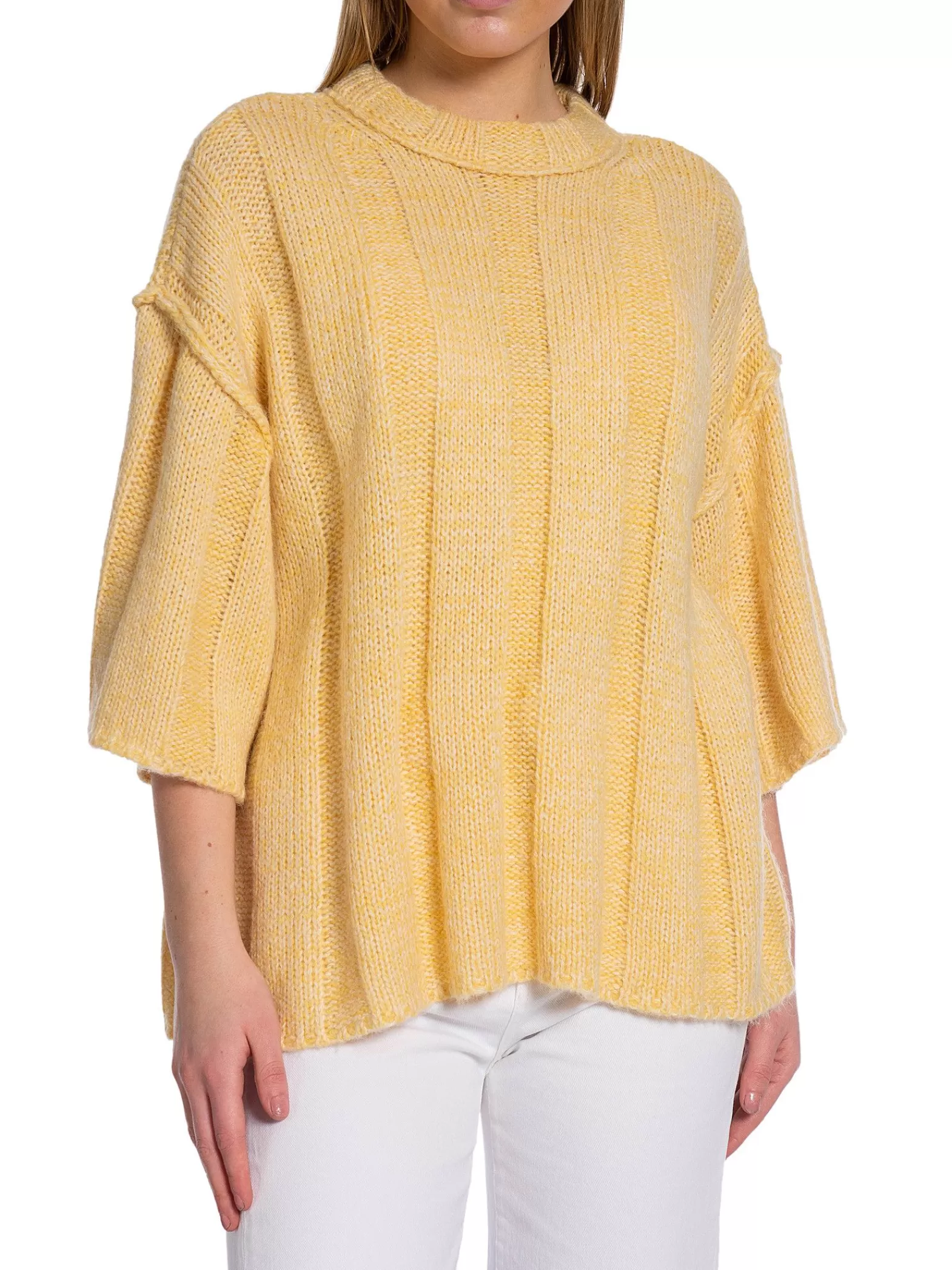 NORR Topp Fuscia Rib Knit Light Yellow Melange^ Toppar