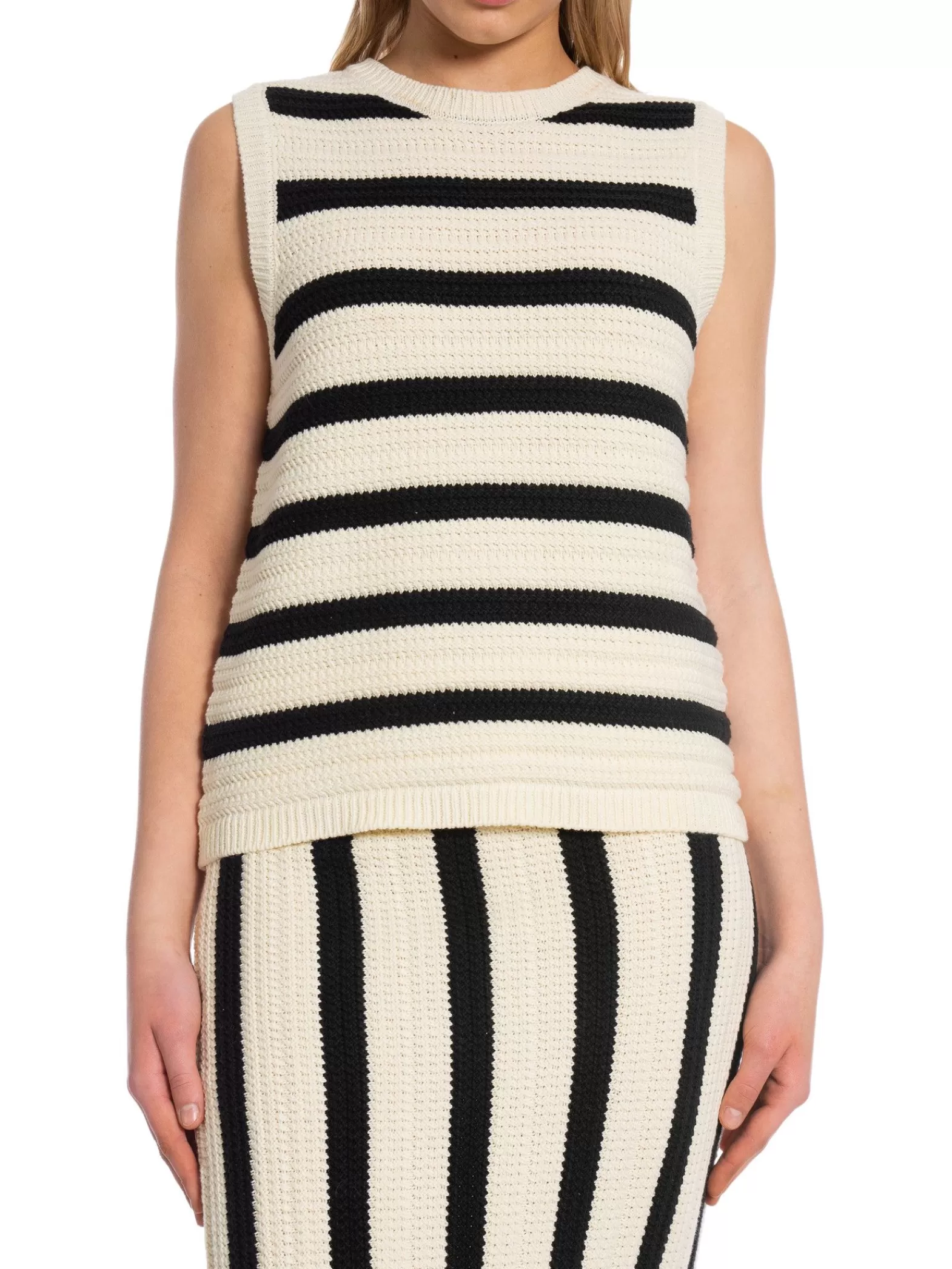 NORR Topp Stilla Blocking Knit Black Stripe^ Toppar