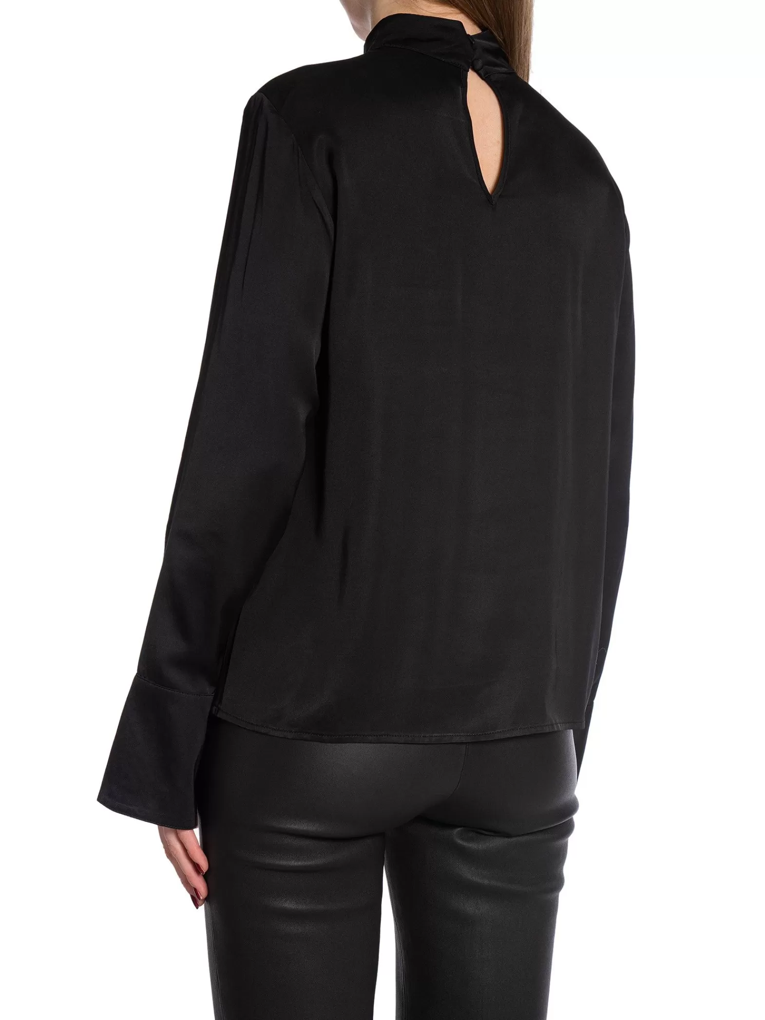 Selected Femme Blus Ivy Ls Satin Black^ Blusar