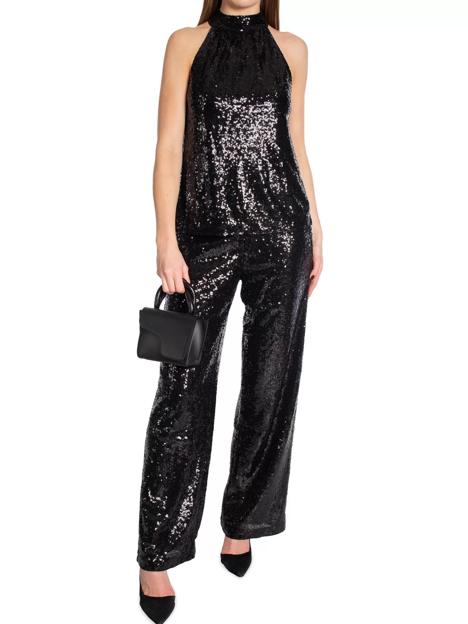 Selected Femme Byxa Alaia Hw Long Sequins Black^ Byxor