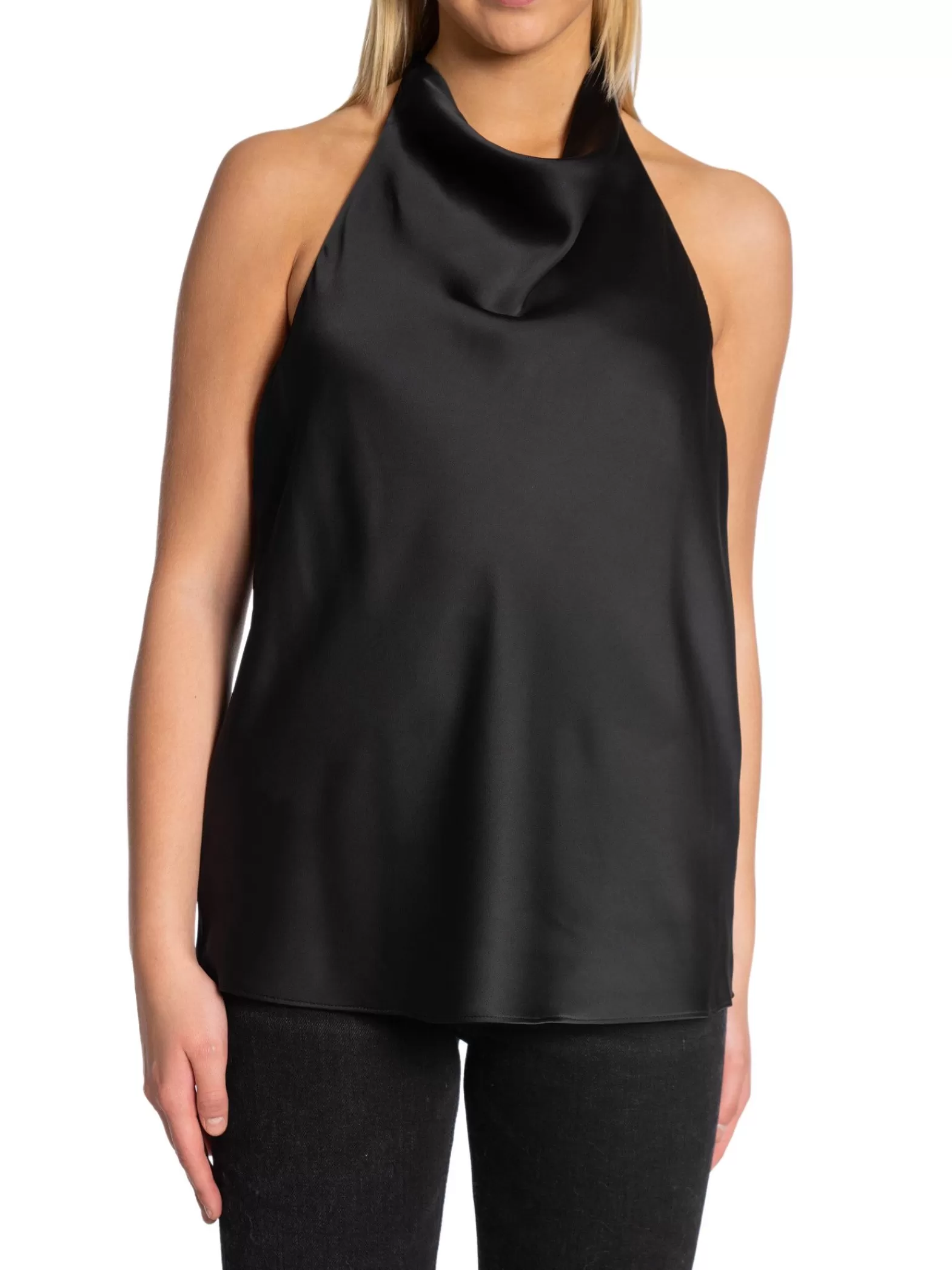 Selected Femme Topp Renata Halterneck Satin Black^ Toppar