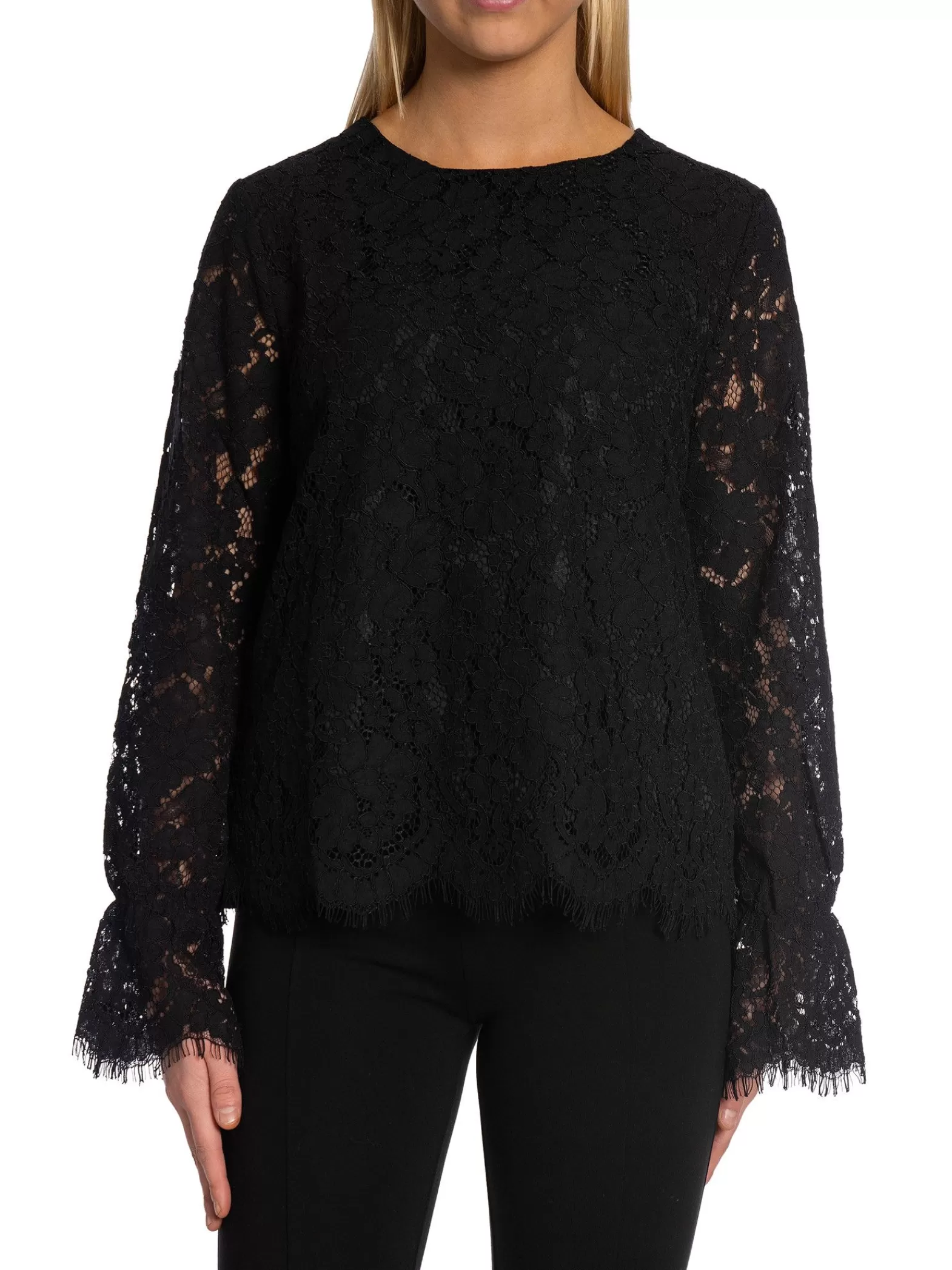 Y.A.S Topp Yasperla Ls Lace Black^ Toppar