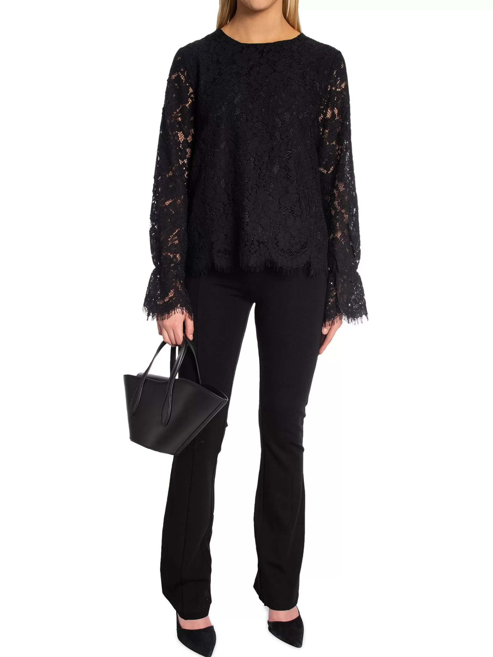 Y.A.S Topp Yasperla Ls Lace Black^ Toppar