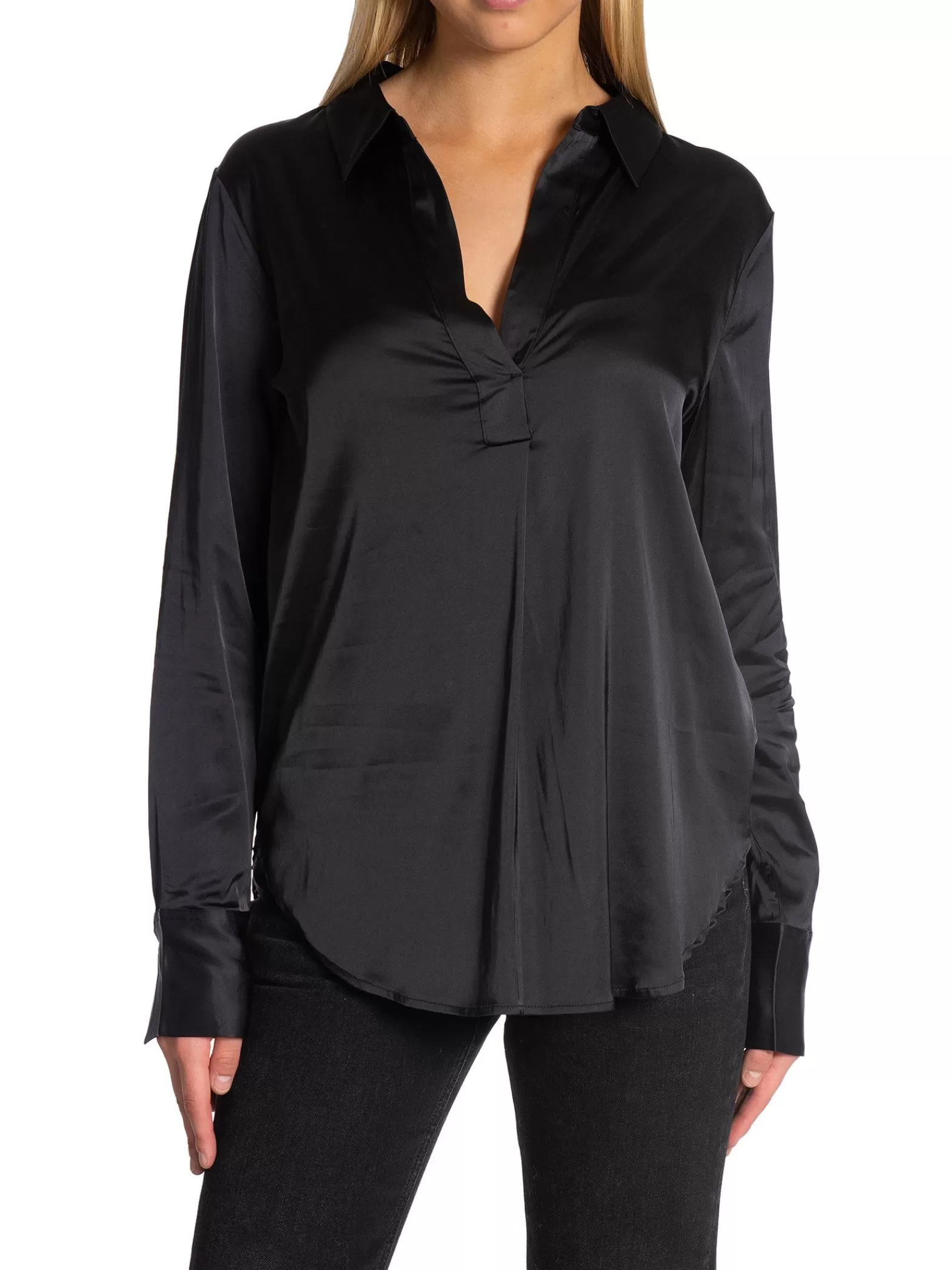 YAYA Blus Satin Pull On Black^ Blusar