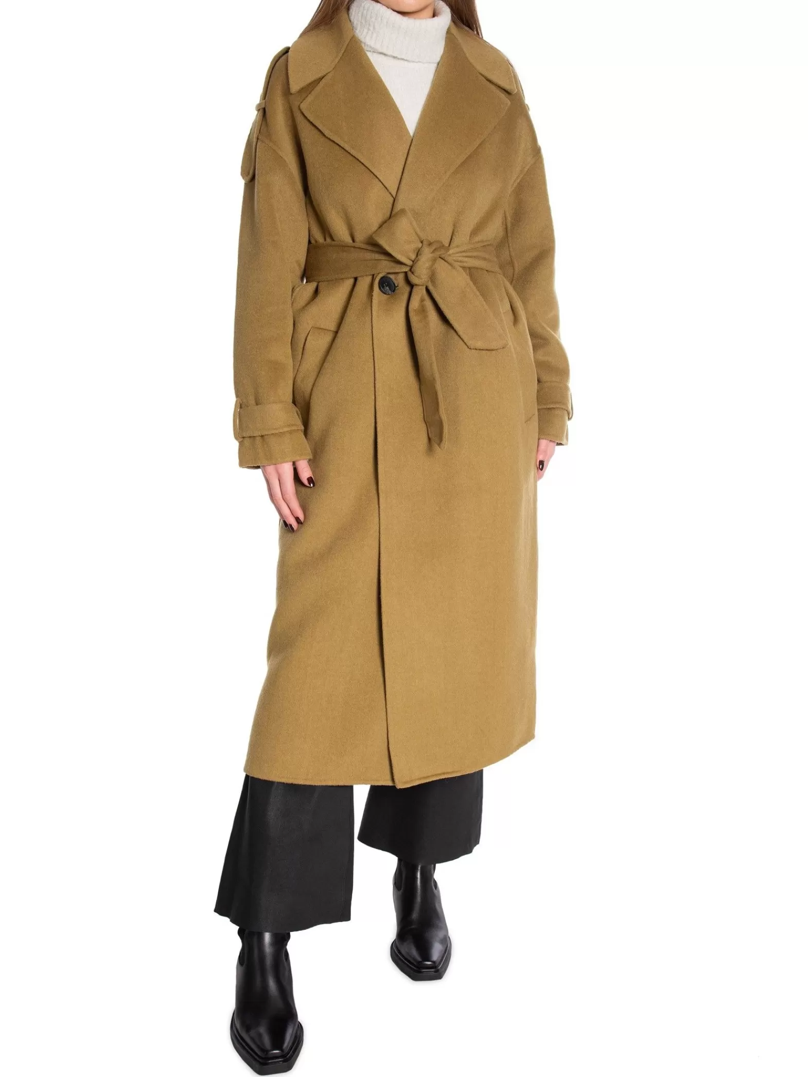 YAYA Kappa Long Wool Gothic Olive Green^ Jackor & Kappor