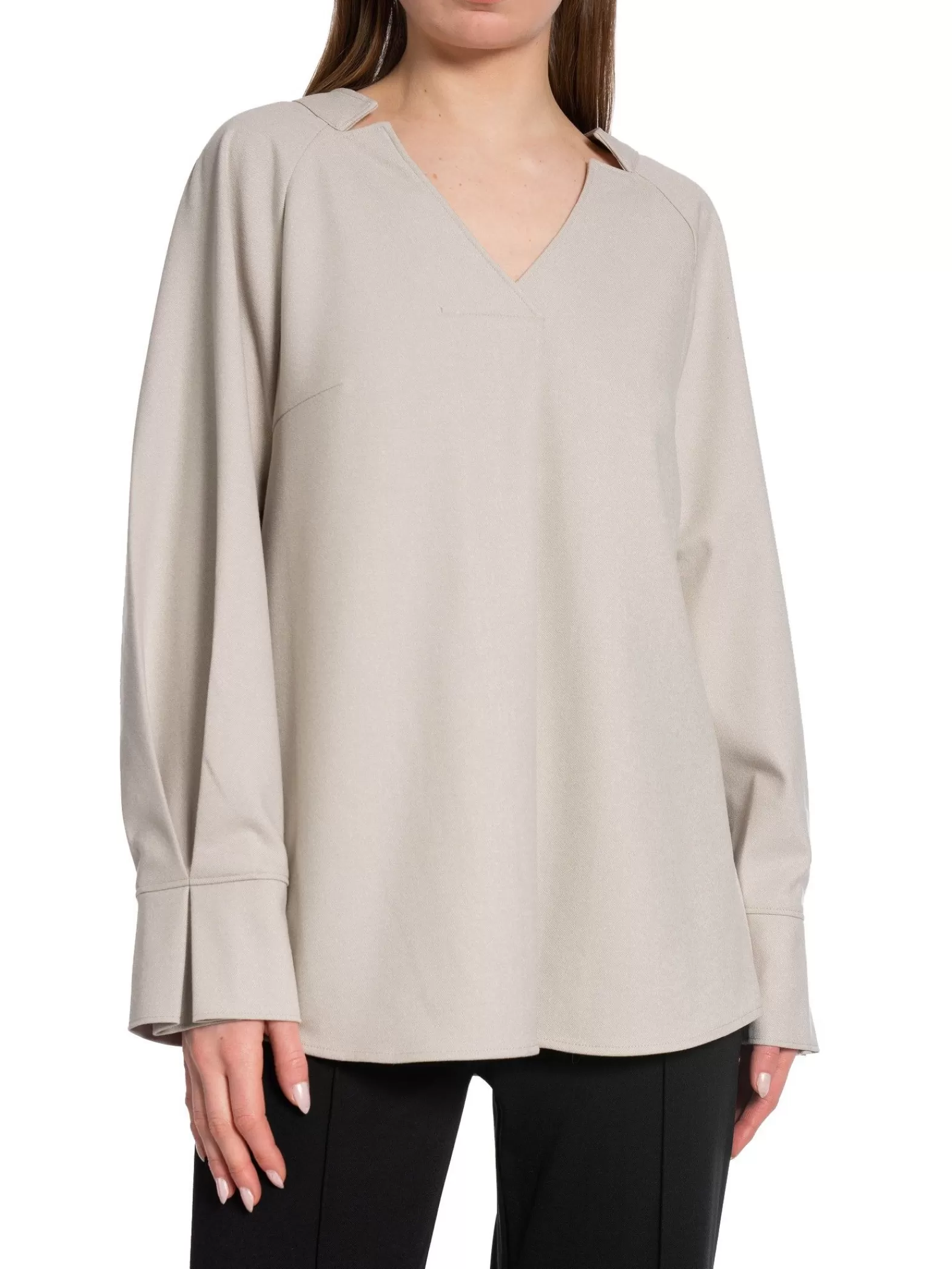 YAYA Topp Soft V-Neck Silver Lining Melange^ Toppar